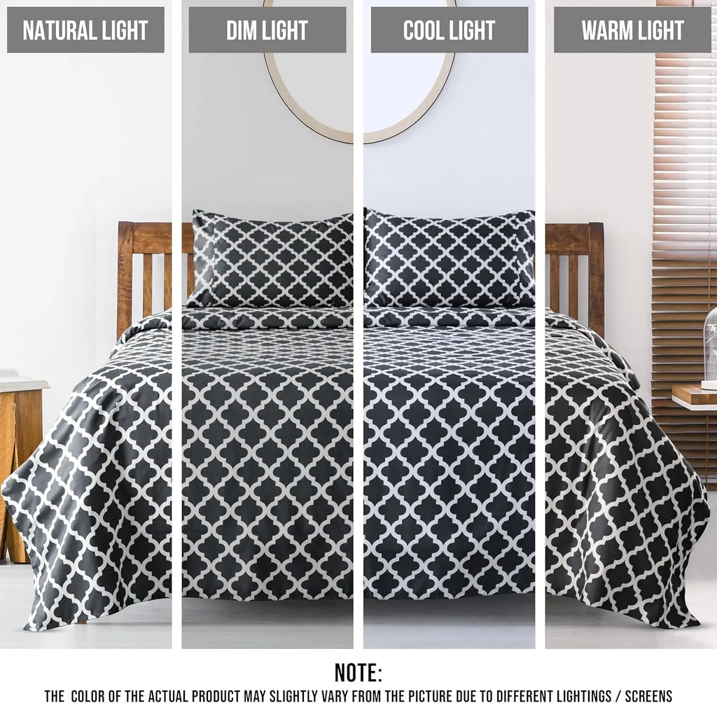 Quatrefoil Bedsheet Set - 4 pcs, Soft Microfiber