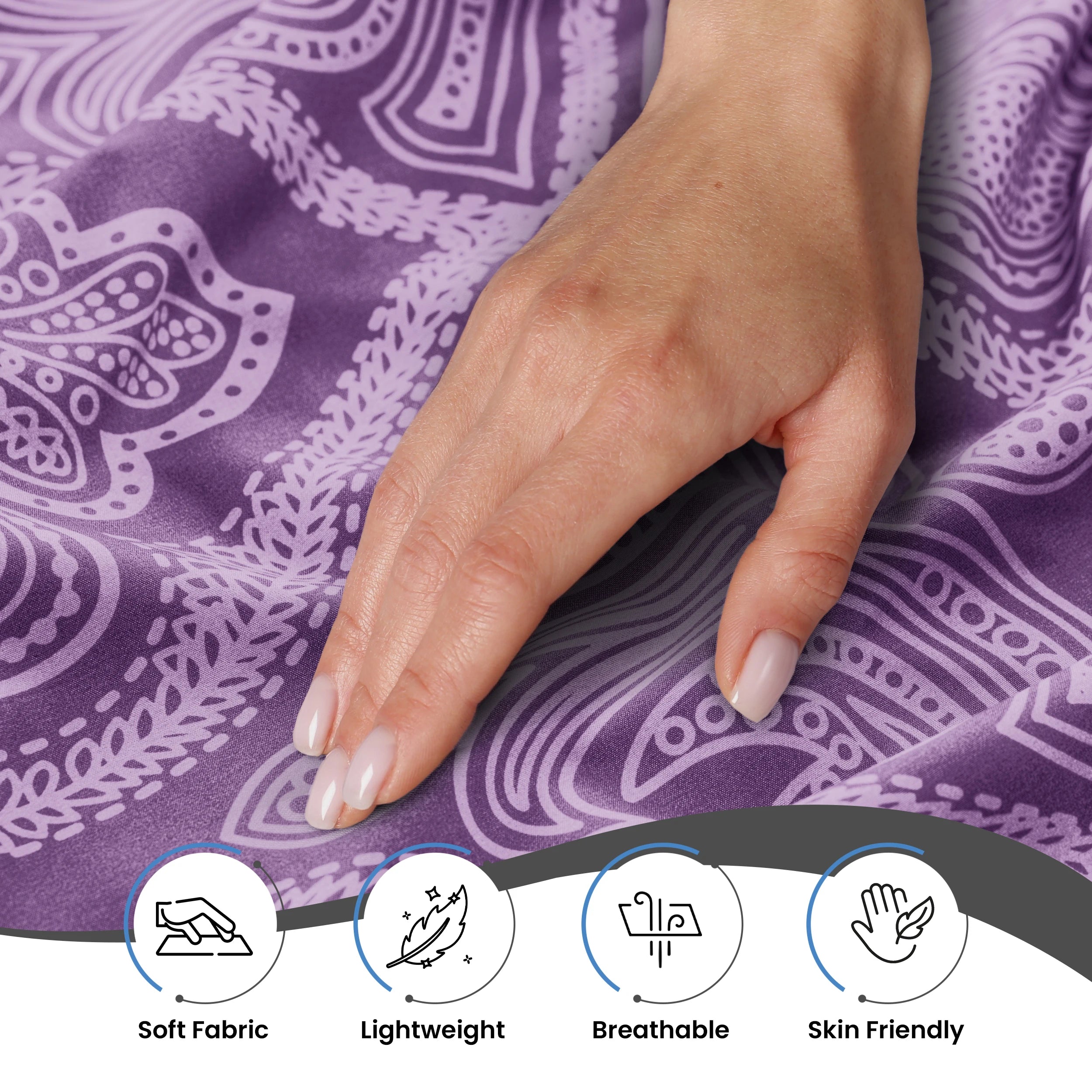 Luxurious Paisley Printed Bed Sheet Set, 6 pc