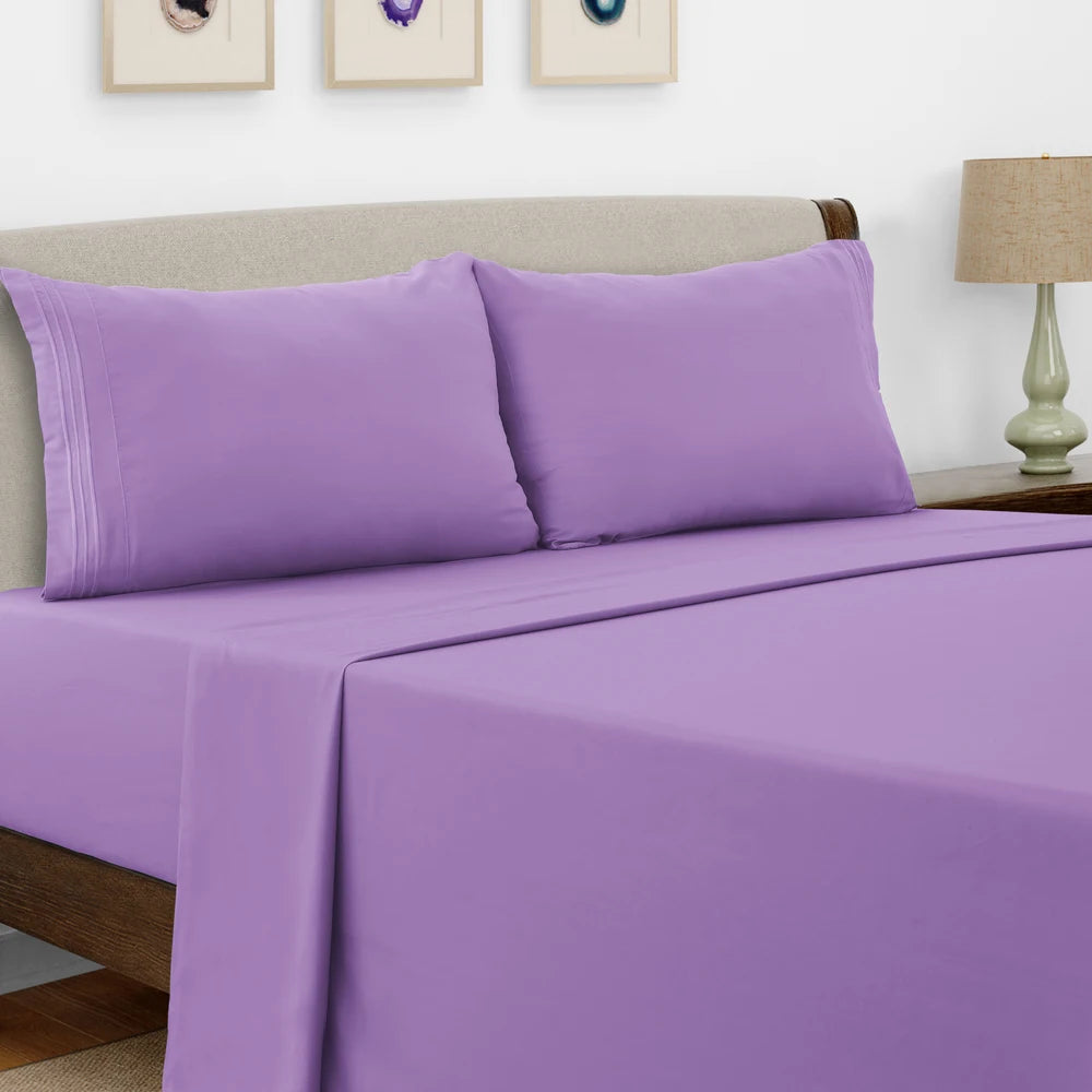 Luxury Hotel Bed Sheet Set - 4 PC Microfiber 16" Deep Pockets