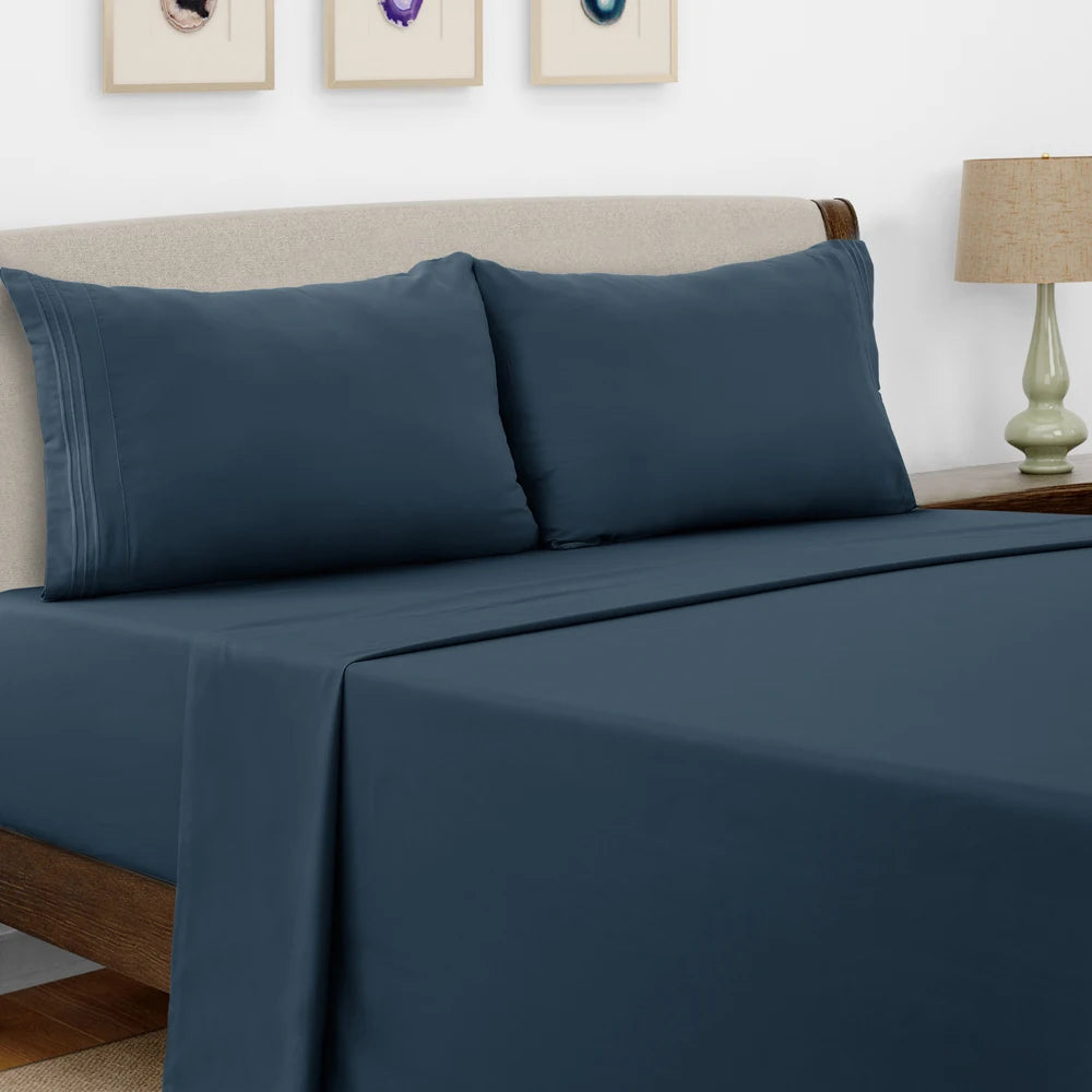 Luxury Hotel Bed Sheet Set - 4 PC Microfiber 16" Deep Pockets