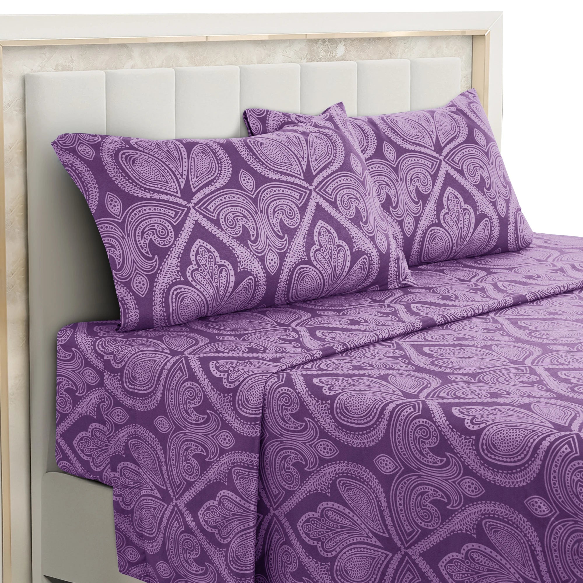 Paisley Bed Sheet Set – 4 pc  Wrinkle-Resistant Bedding