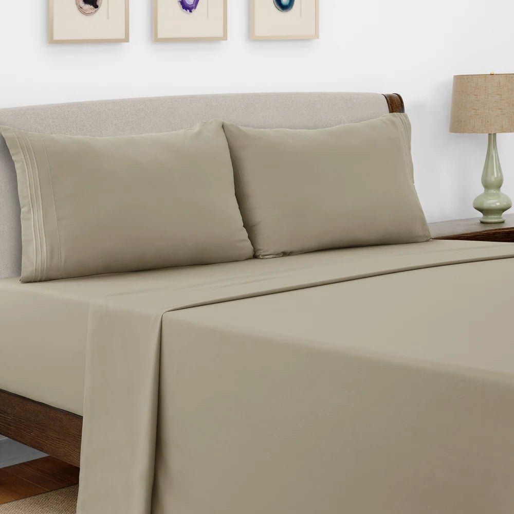 Luxury Hotel Bed Sheet Set - 4 PC Microfiber 16" Deep Pockets