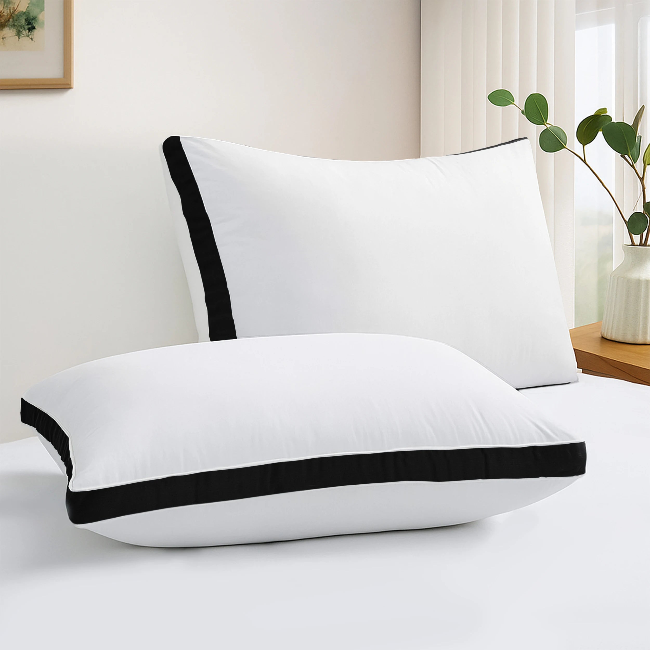 Gusseted Down Alternative Bed Pillows- Set of 2