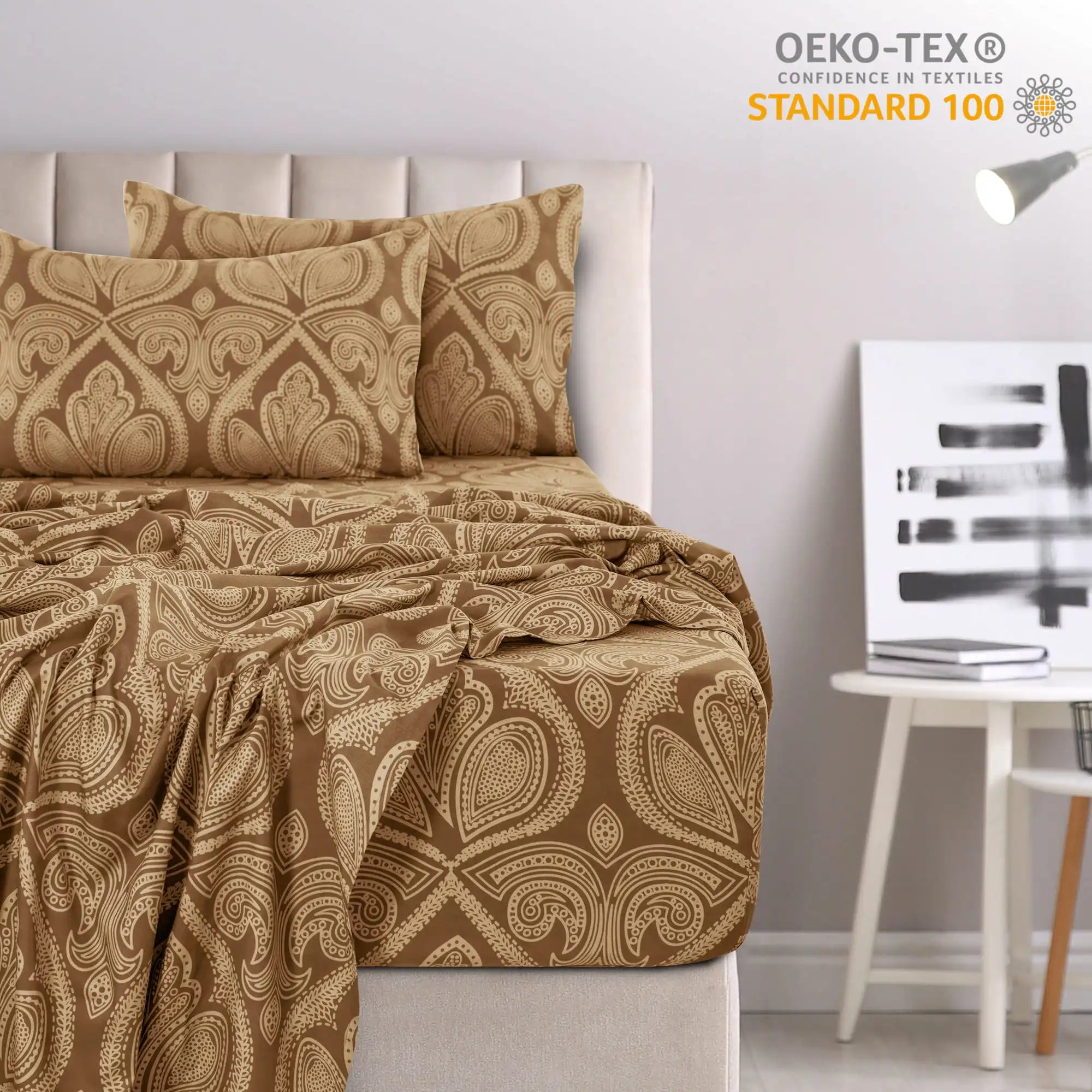 Paisley Bed Sheet Set – 4 pc  Wrinkle-Resistant Bedding