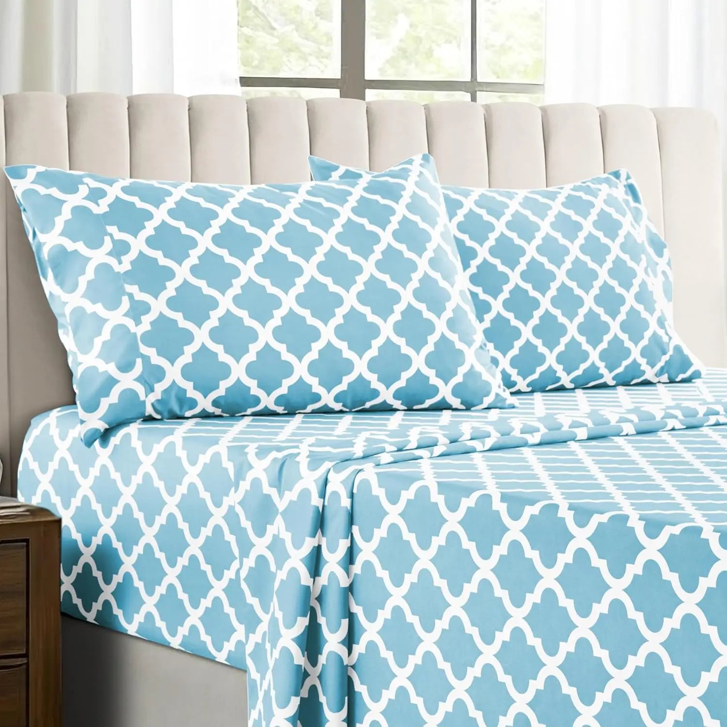 4Pc Quatrefoil Sheet Set – Soft Microfiber
