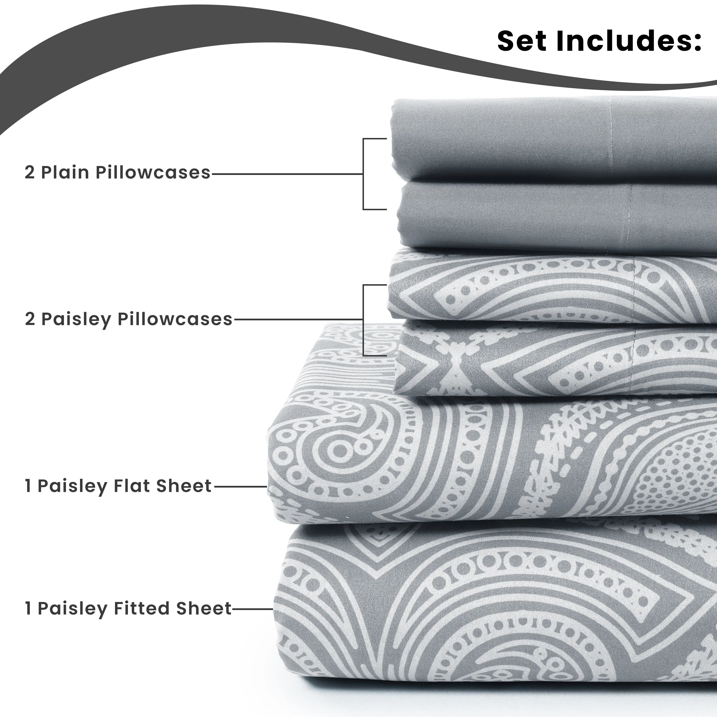 Paisley Sheet Set – 6 pc Soft Microfiber