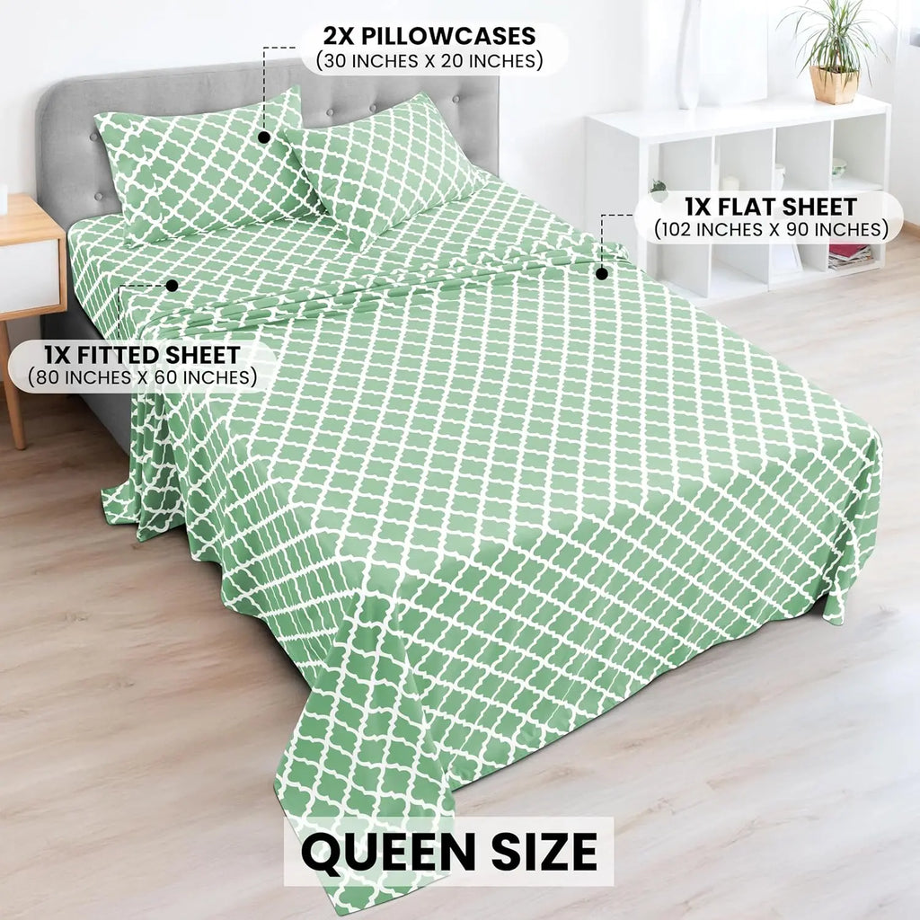 4Pc Quatrefoil Sheet Set – Soft Microfiber