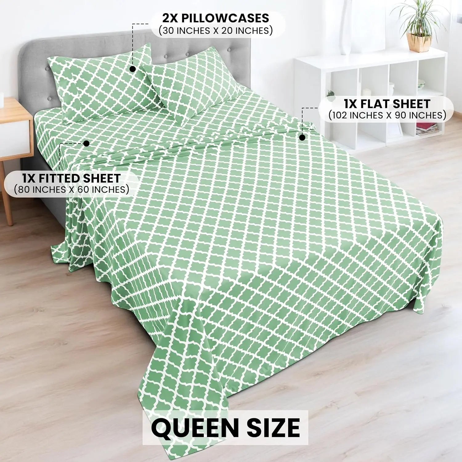 4Pc Quatrefoil Sheet Set – Soft Microfiber