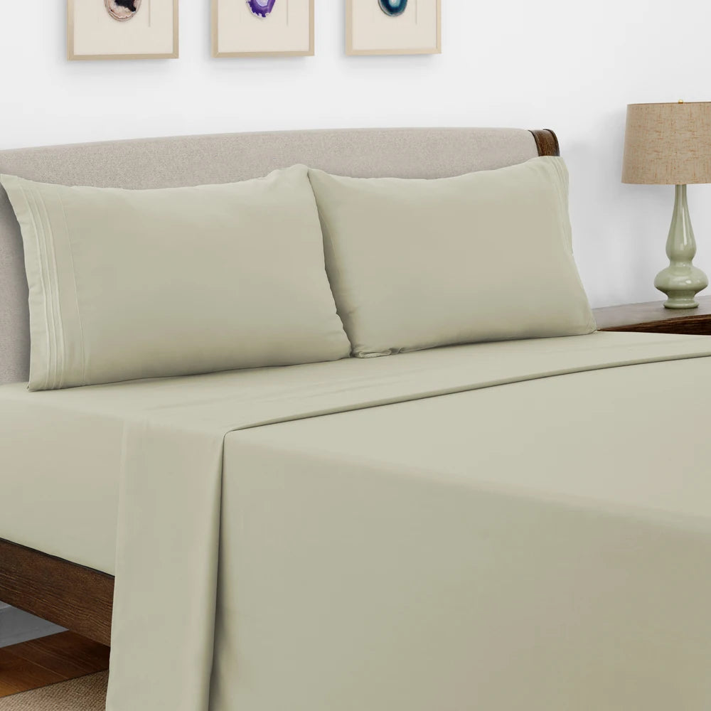 Luxury Hotel Bed Sheet Set - 4 PC Microfiber 16" Deep Pockets