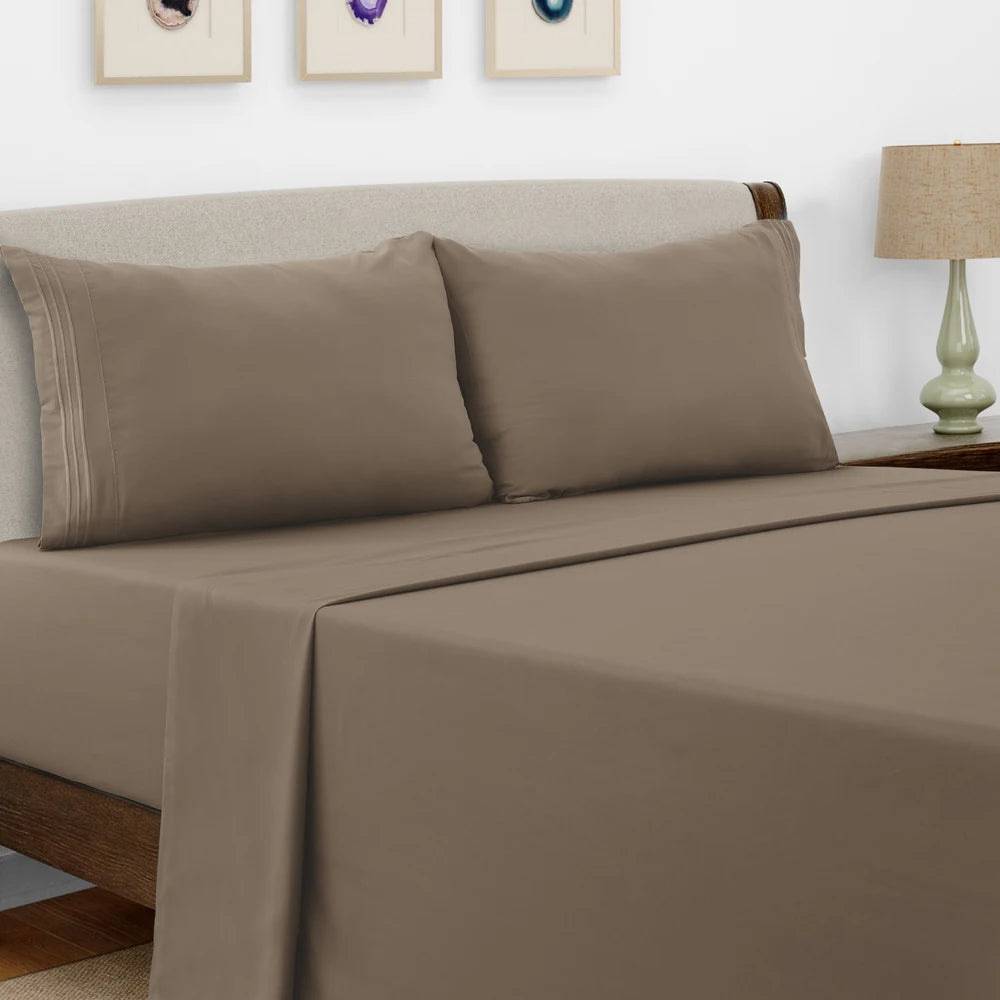 Luxury Hotel Bed Sheet Set - 4 PC Microfiber 16" Deep Pockets