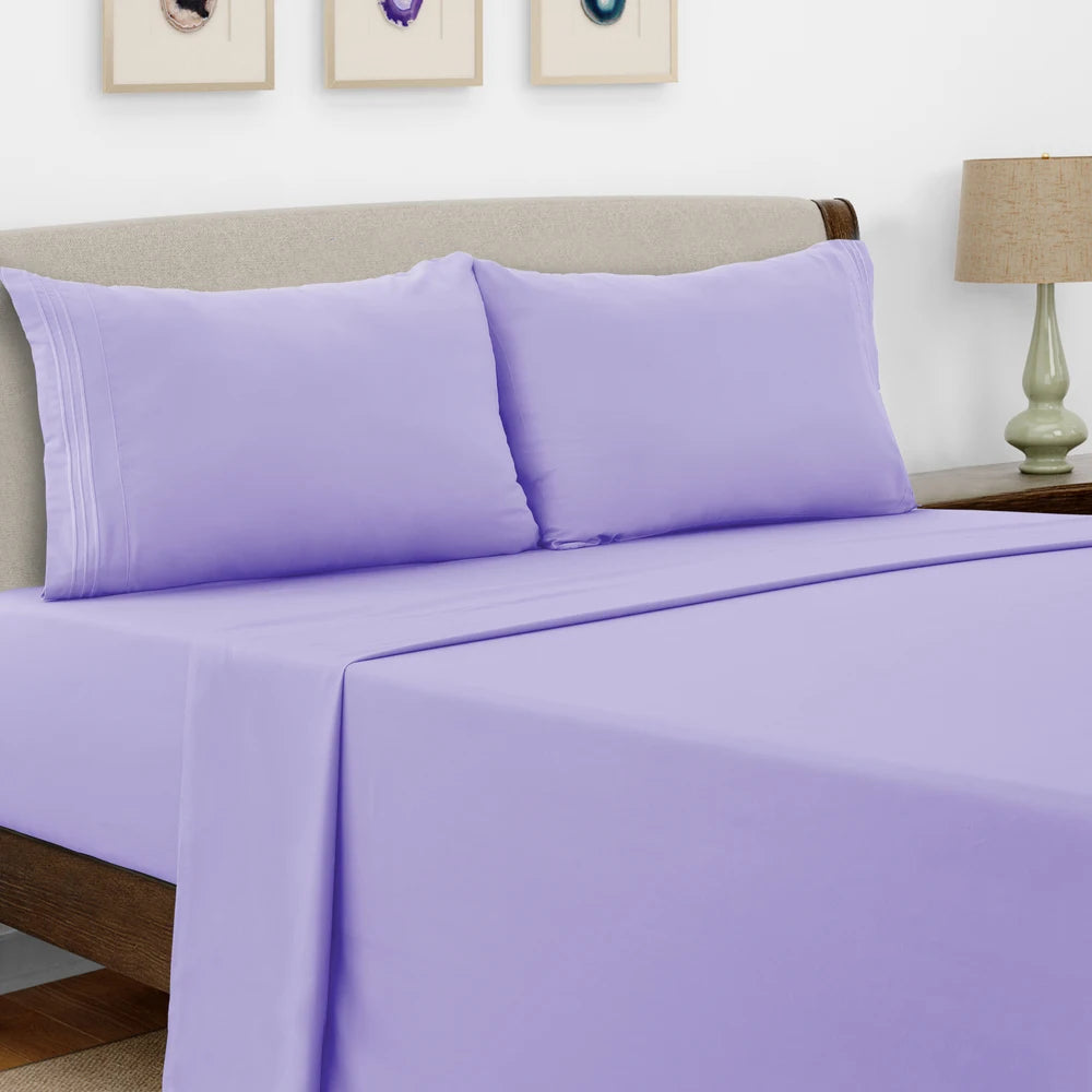 Luxury Hotel Bed Sheet Set - 4 PC Microfiber 16" Deep Pockets