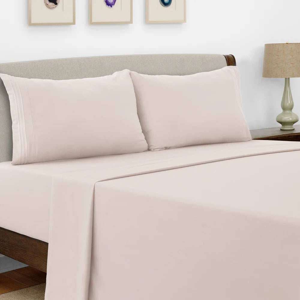 Luxury Hotel Bed Sheet Set - 4 PC Microfiber 16" Deep Pockets