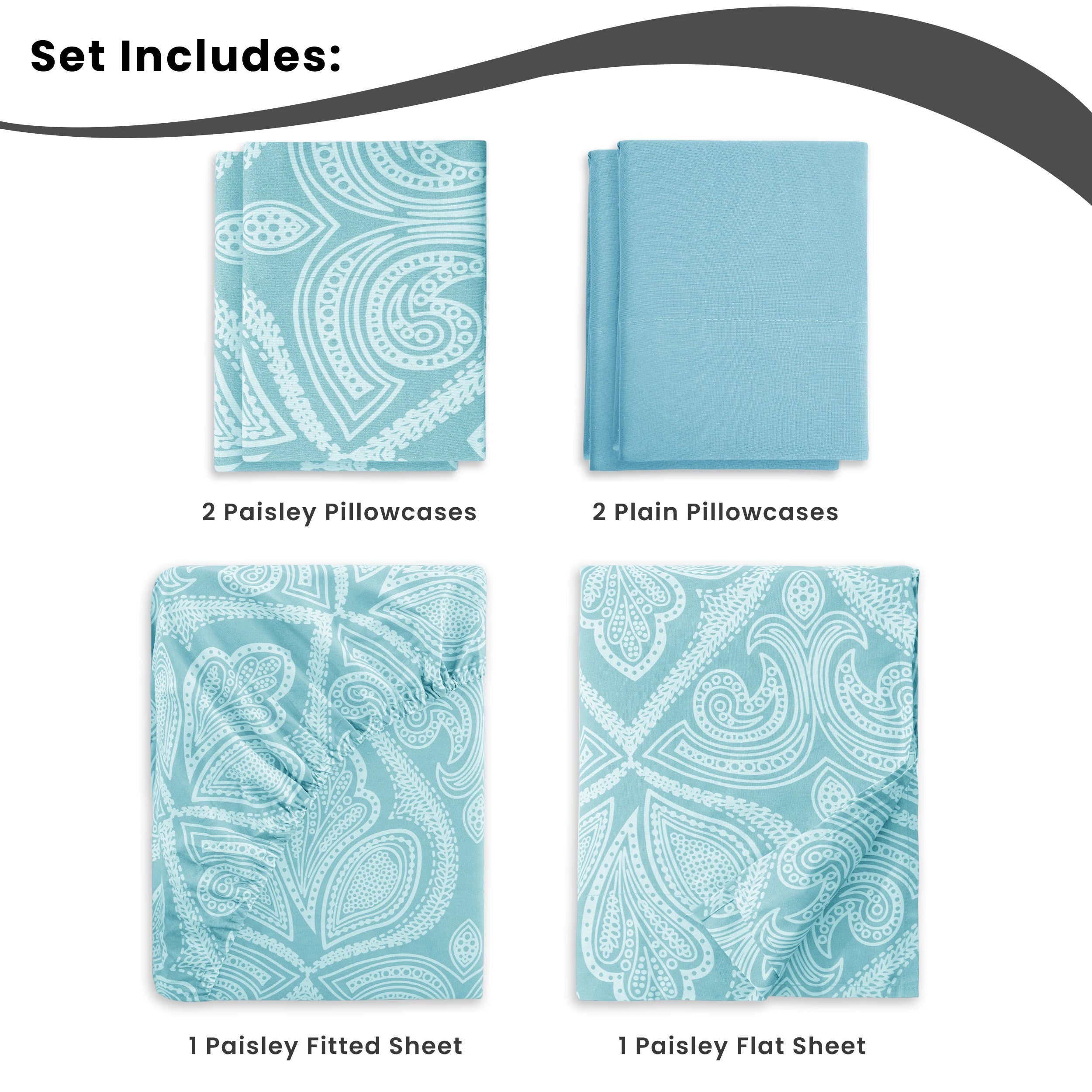 Paisley Sheet Set -6 pc Soft Microfiber