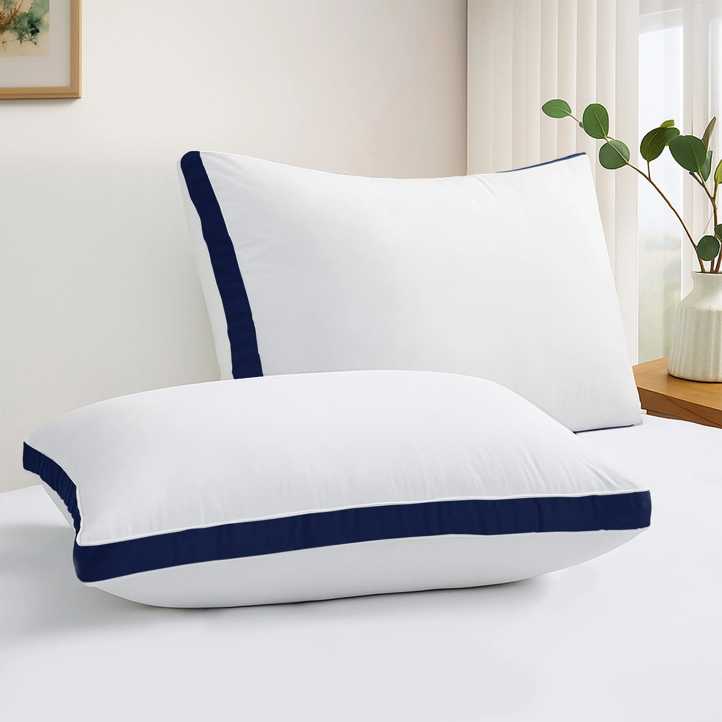 Gusseted Down Alternative Bed Pillows- Set of 2