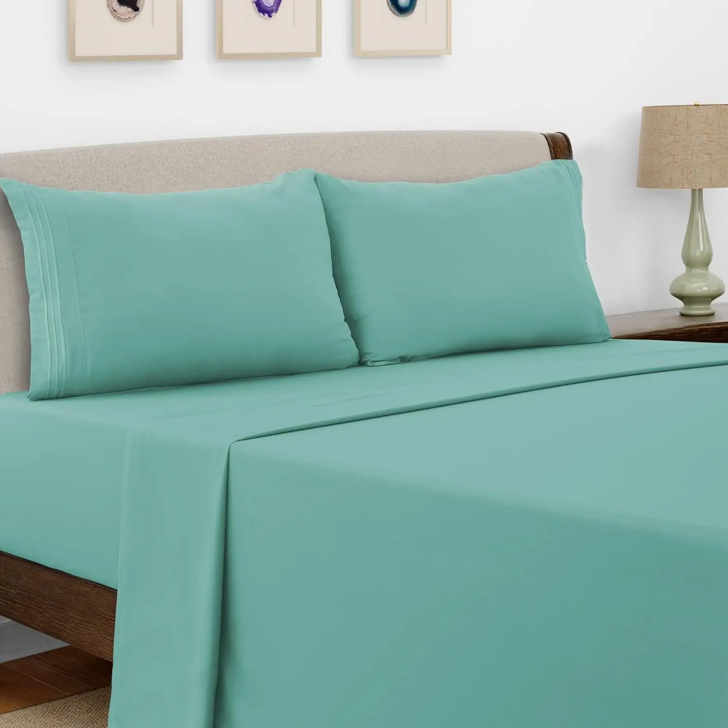 Luxury Hotel Bed Sheet Set - 4 PC Microfiber 16" Deep Pockets