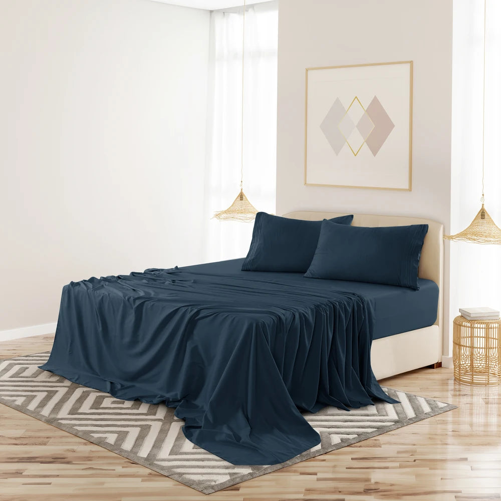 Luxury Hotel Bed Sheet Set - 4 PC Microfiber 16" Deep Pockets