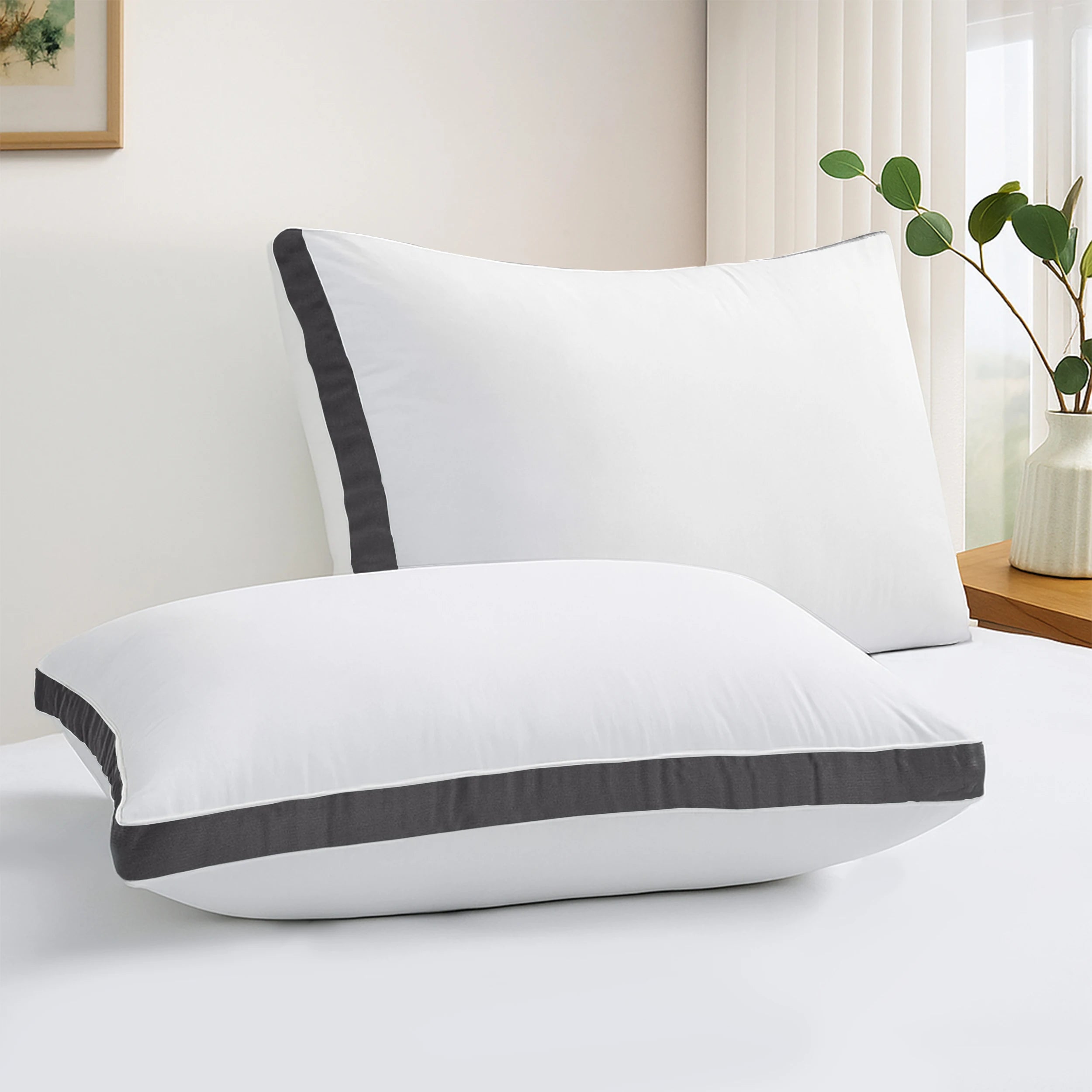 Gusseted Down Alternative Bed Pillows- Set of 2
