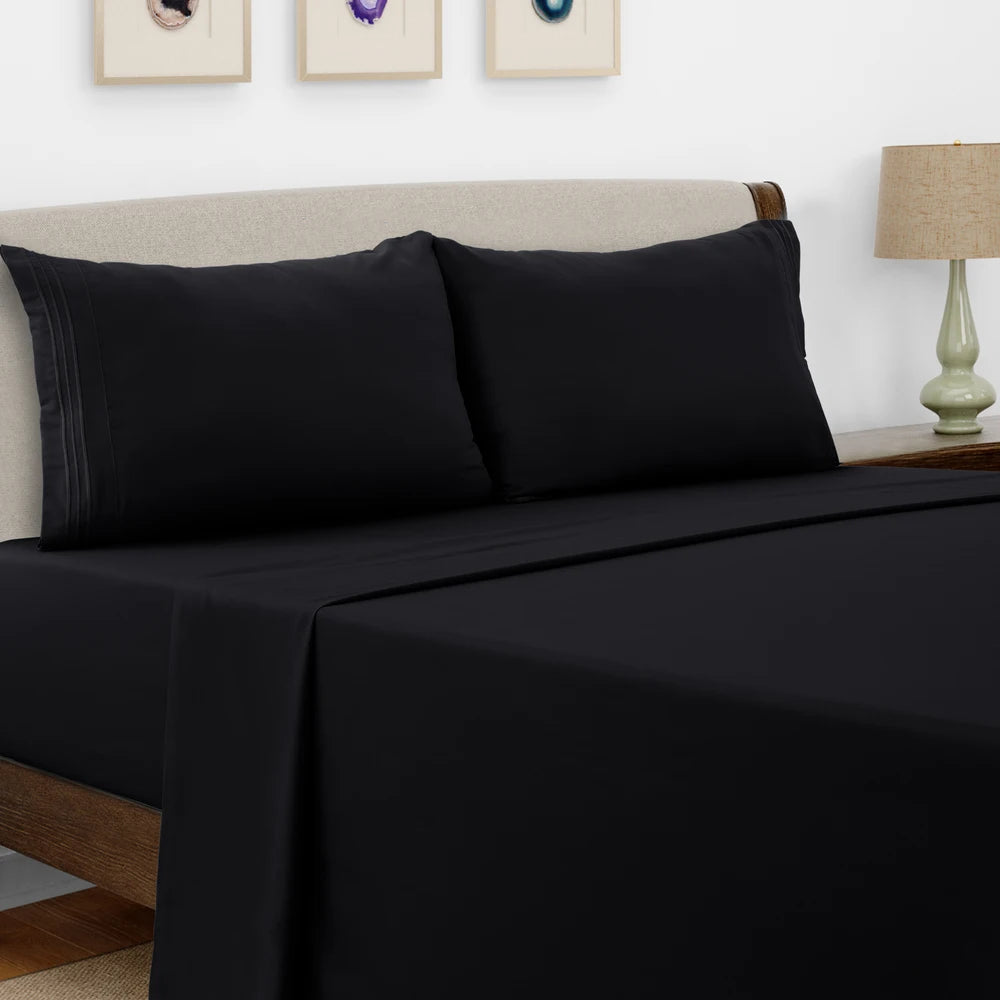 Luxury Hotel Bed Sheet Set - 4 PC Microfiber 16" Deep Pockets