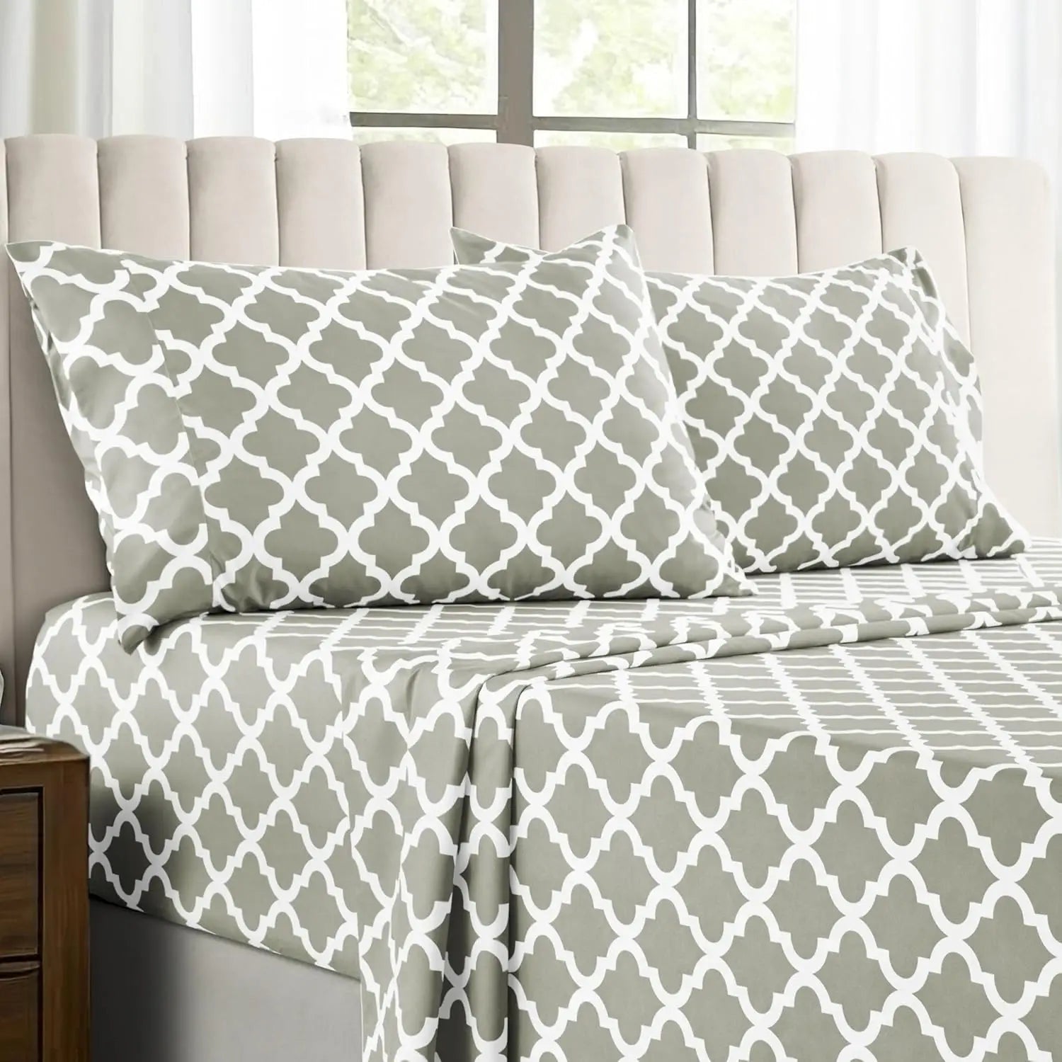 4Pc Quatrefoil Sheet Set – Soft Microfiber