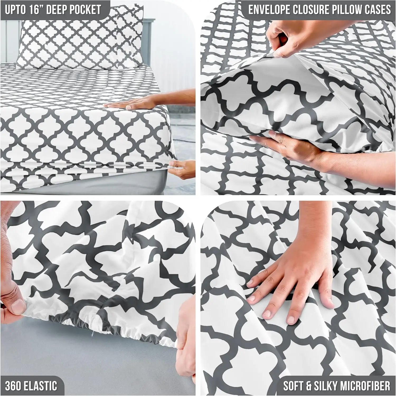 4Pc Quatrefoil Sheet Set – Soft Microfiber