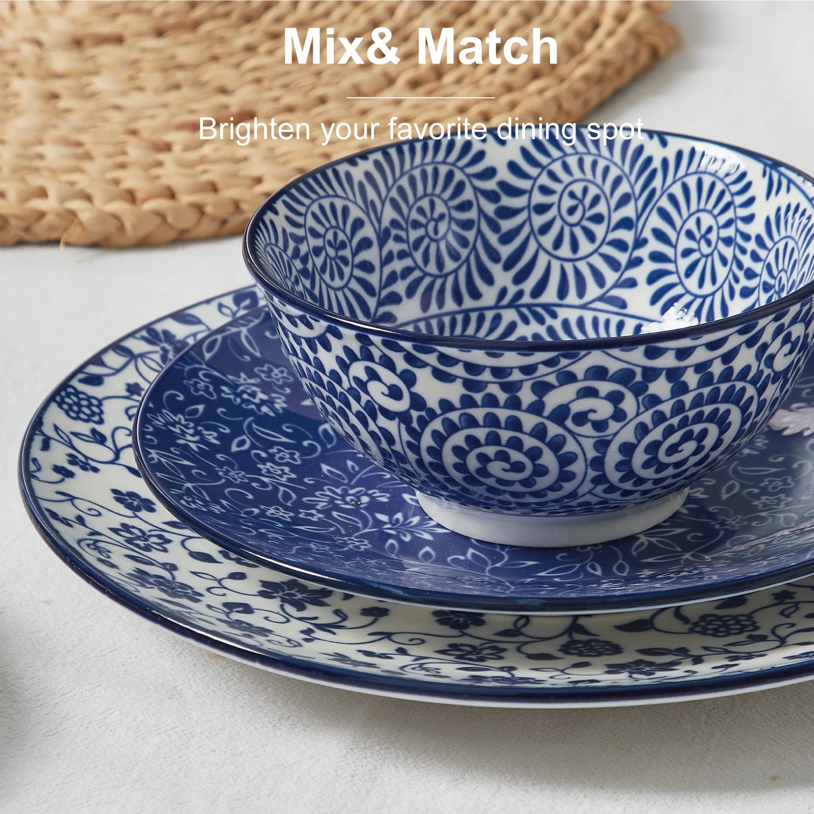 Vintage Blue Dish Sets -12pcs