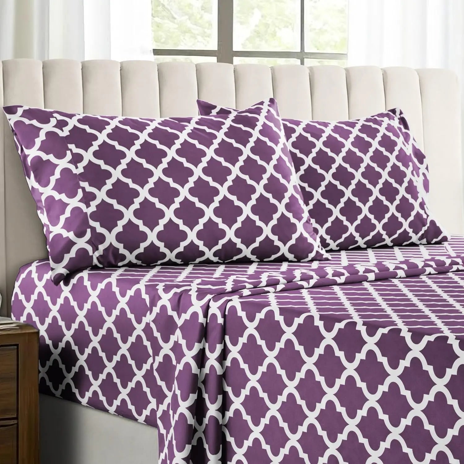 4Pc Quatrefoil Sheet Set – Soft Microfiber
