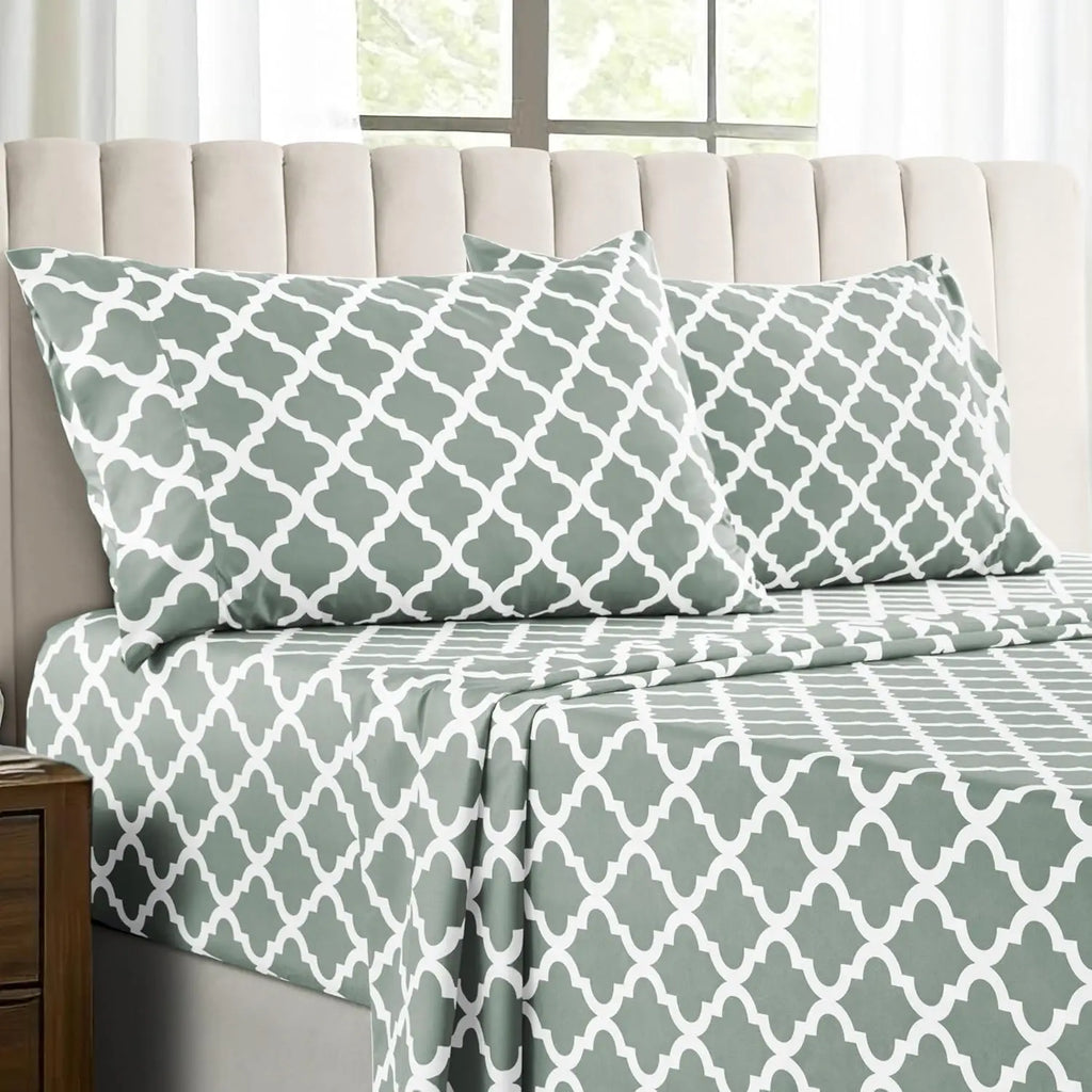 Quatrefoil Bedsheet Set - 4 pcs, Soft Microfiber