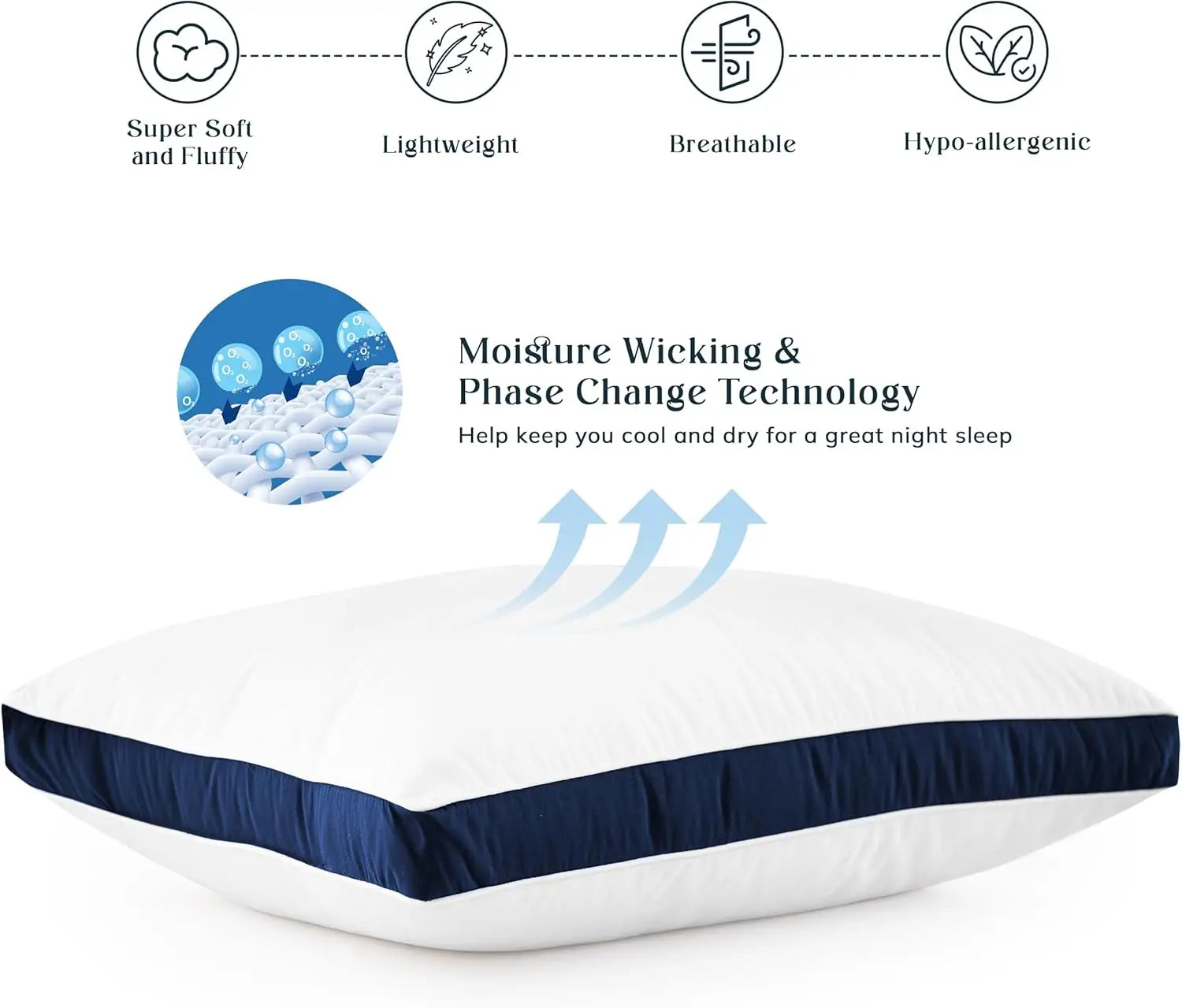 Gusseted Down Alternative Bed Pillows- Set of 2