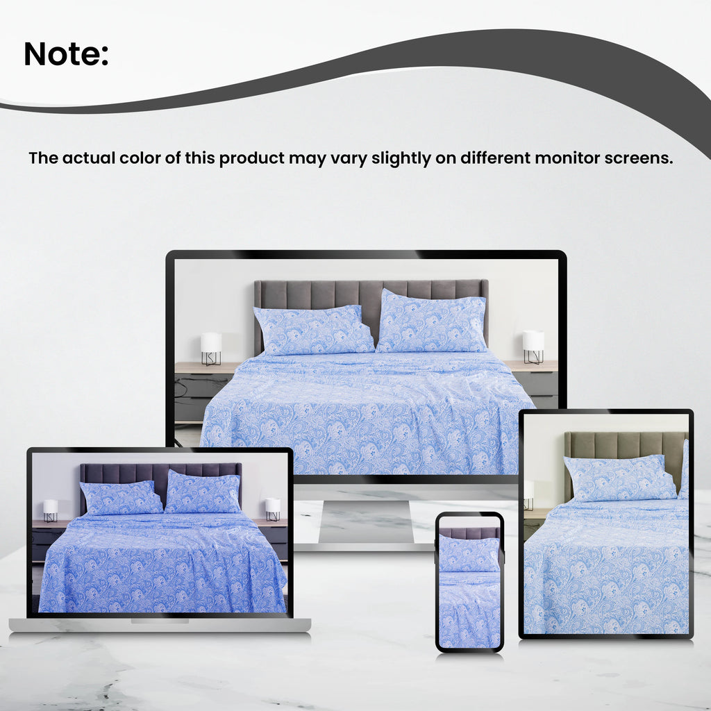 Luxurious Paisley Printed Bed Sheet Set, 6 pc