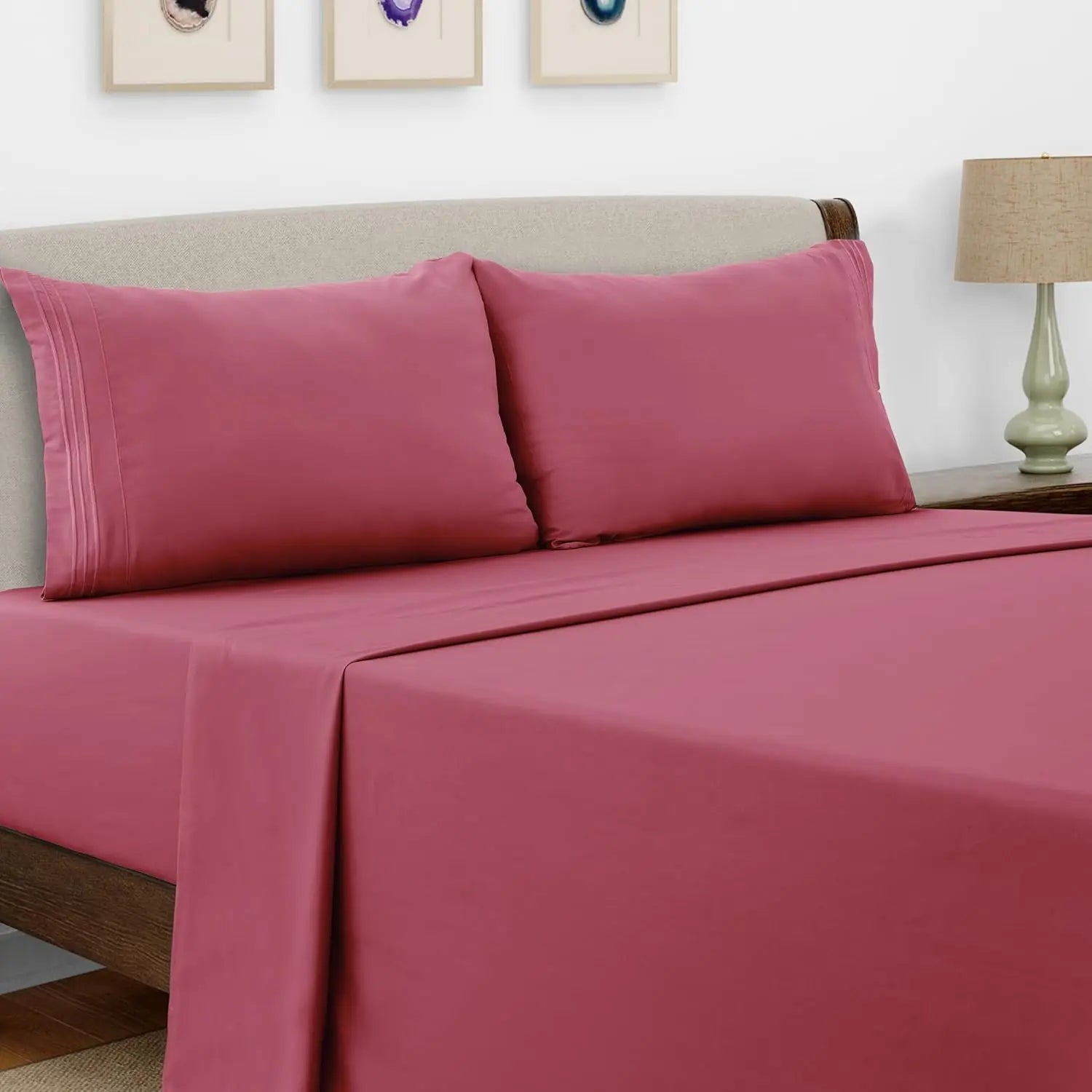 Luxury Hotel Bed Sheet Set - 4 PC Microfiber 16" Deep Pockets