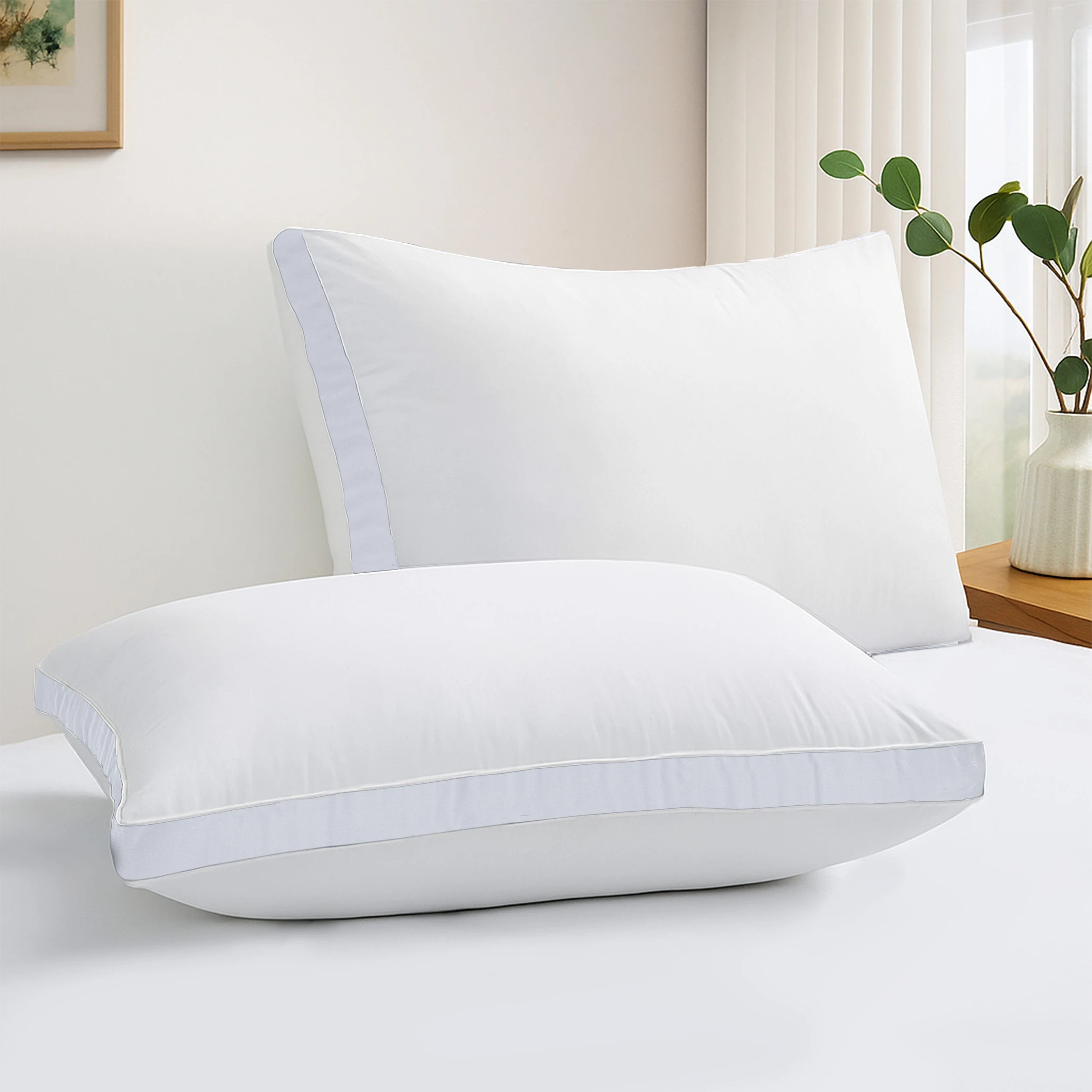 Gusseted Down Alternative Bed Pillows- Set of 2