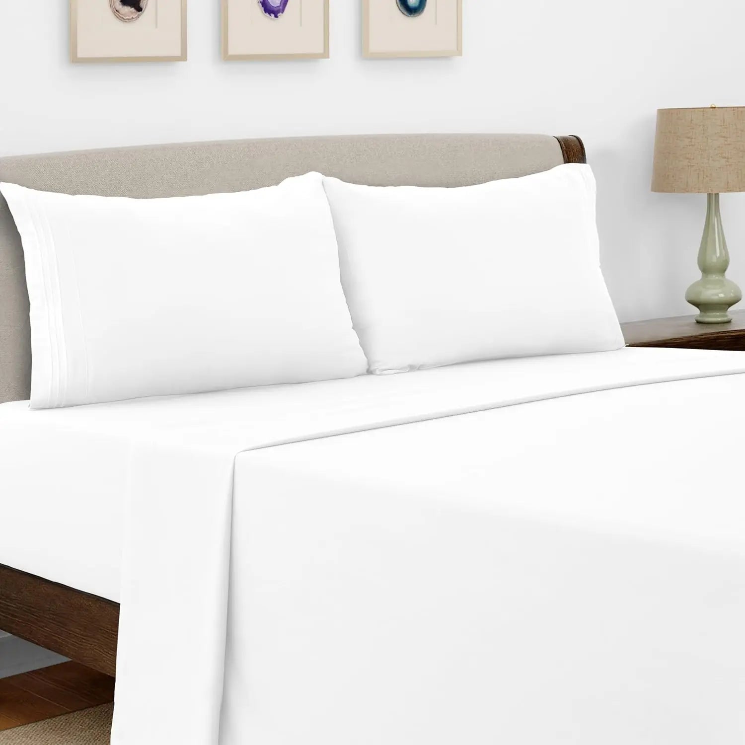Luxury Hotel Bed Sheet Set - 4 PC Microfiber 16" Deep Pockets
