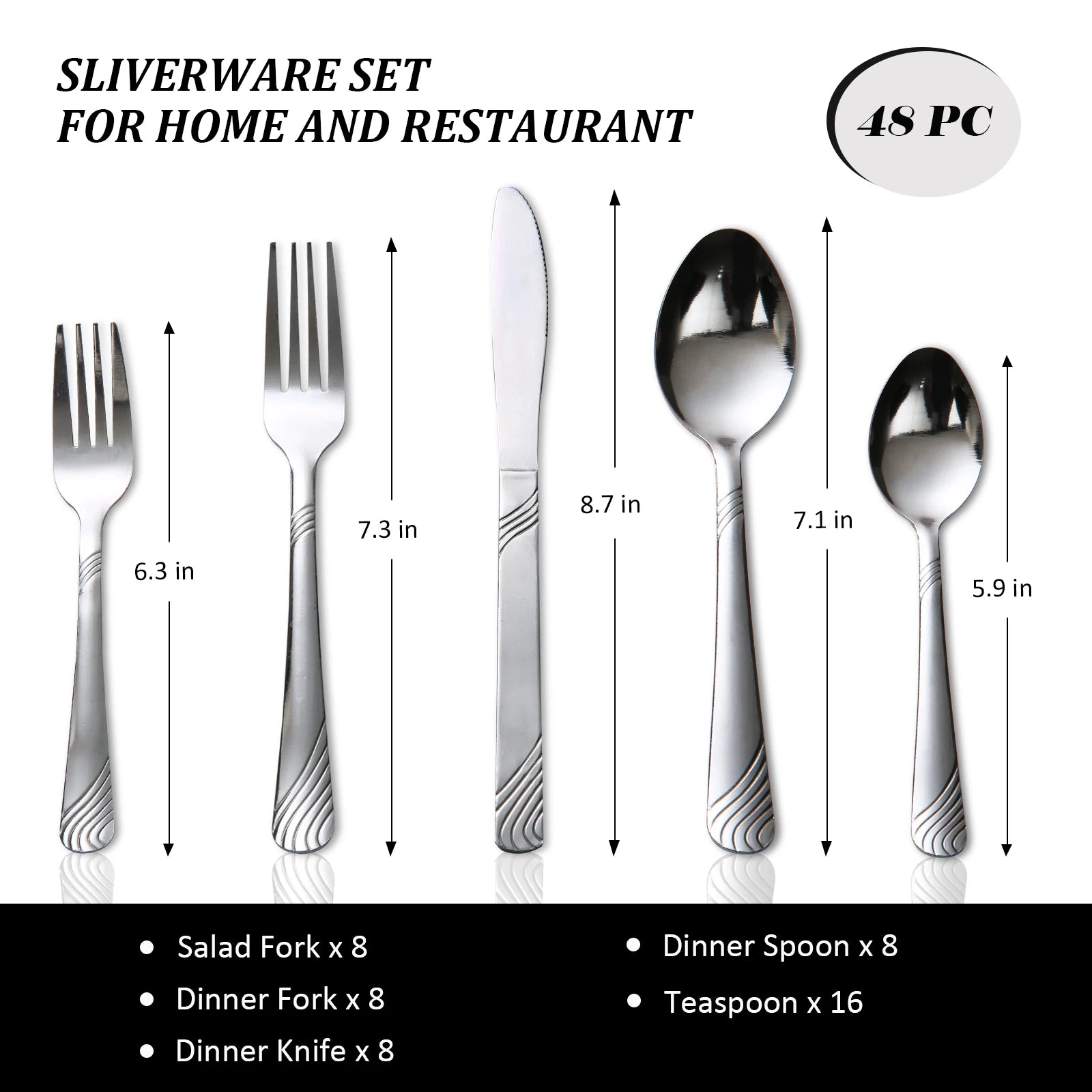 Stainless Steel Flatware Dinnerwear Set - 48 Pcs