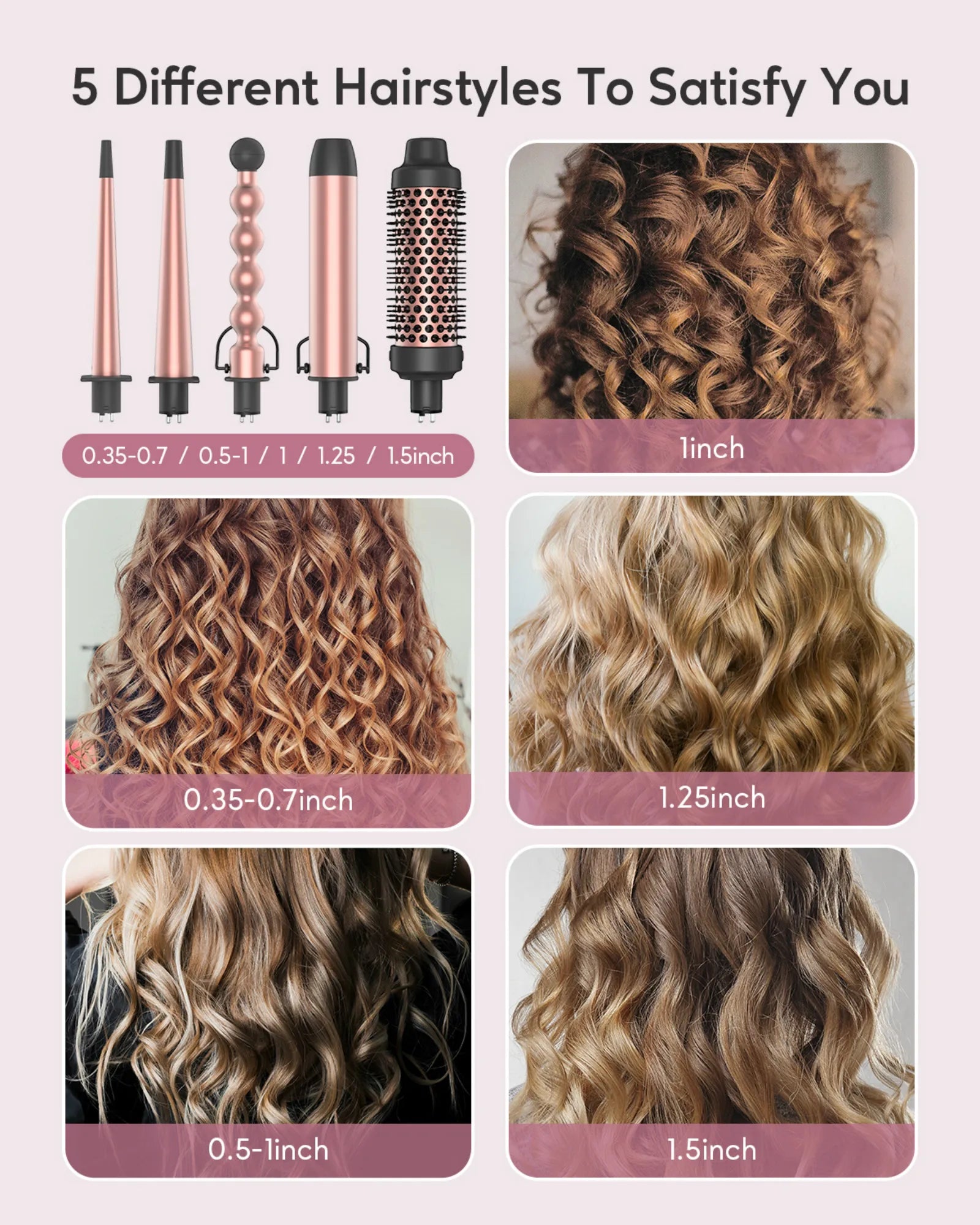 Professional Electric Ceramic Curling Iron w/5-in-1 Tools