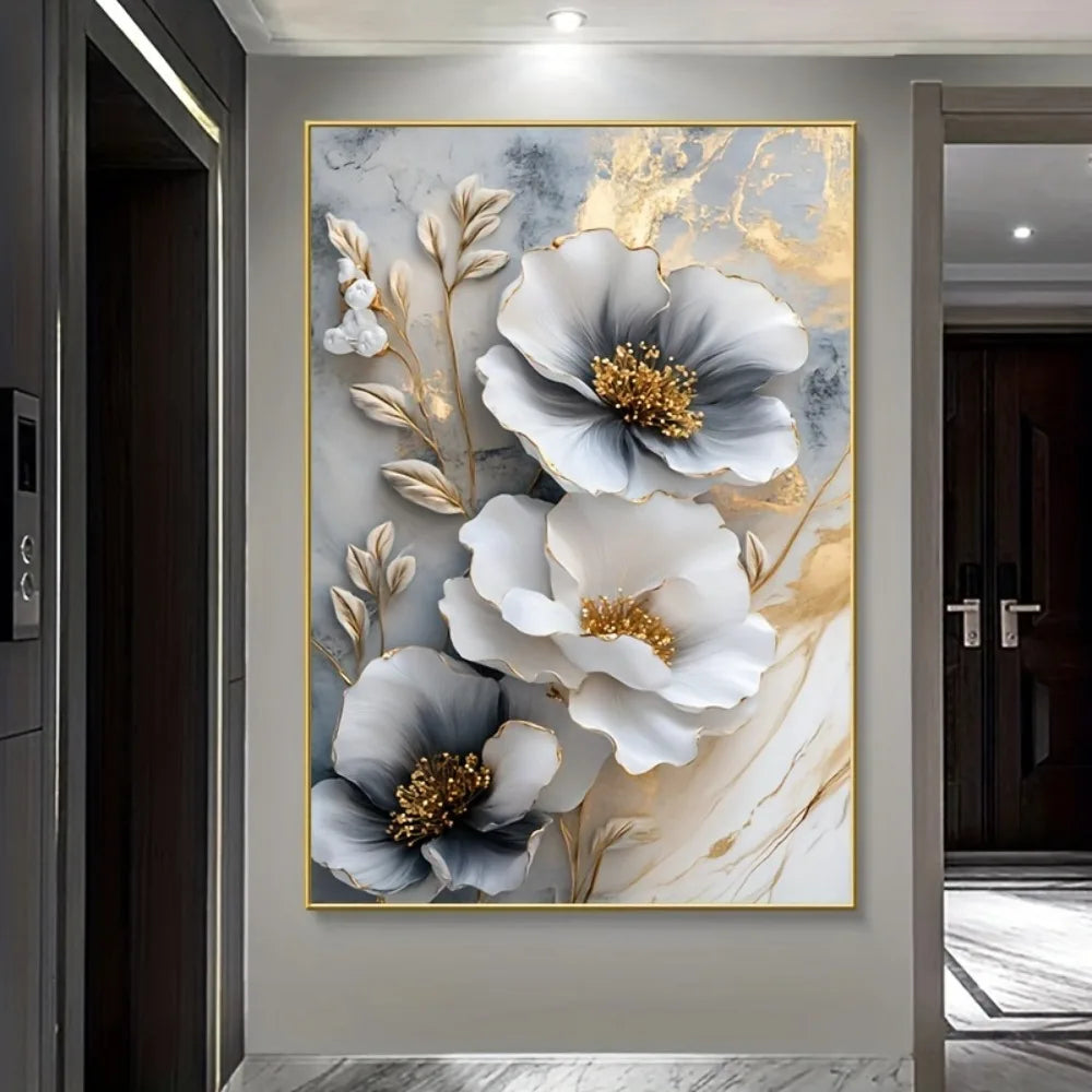 Framed Modern Luxury Floral Canvas Mural
