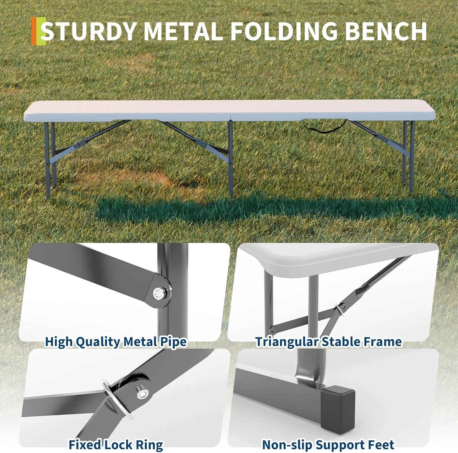 Portable Plastic Folding Bench, 2 pk