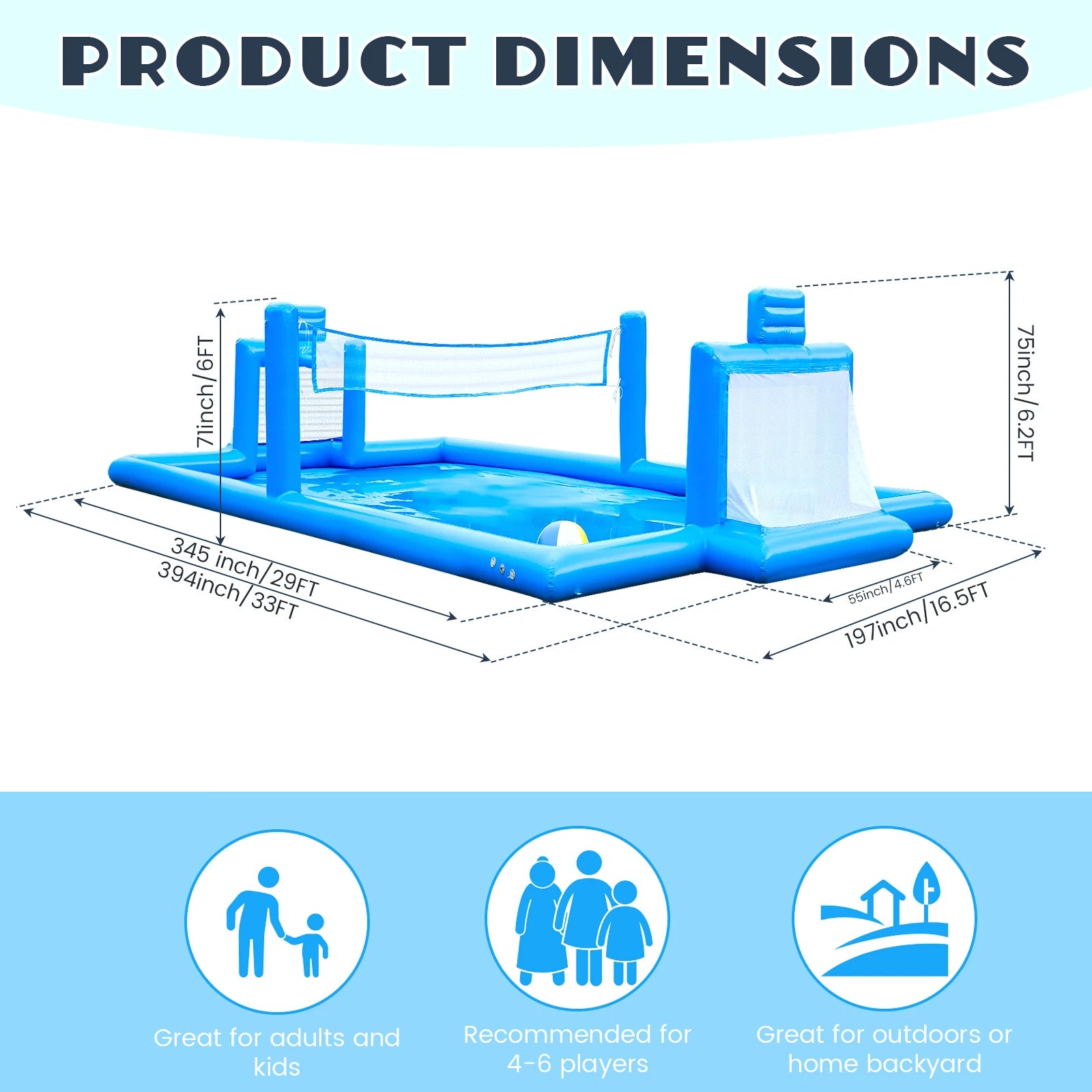 Inflatable Water Multi Game Court -33 ft