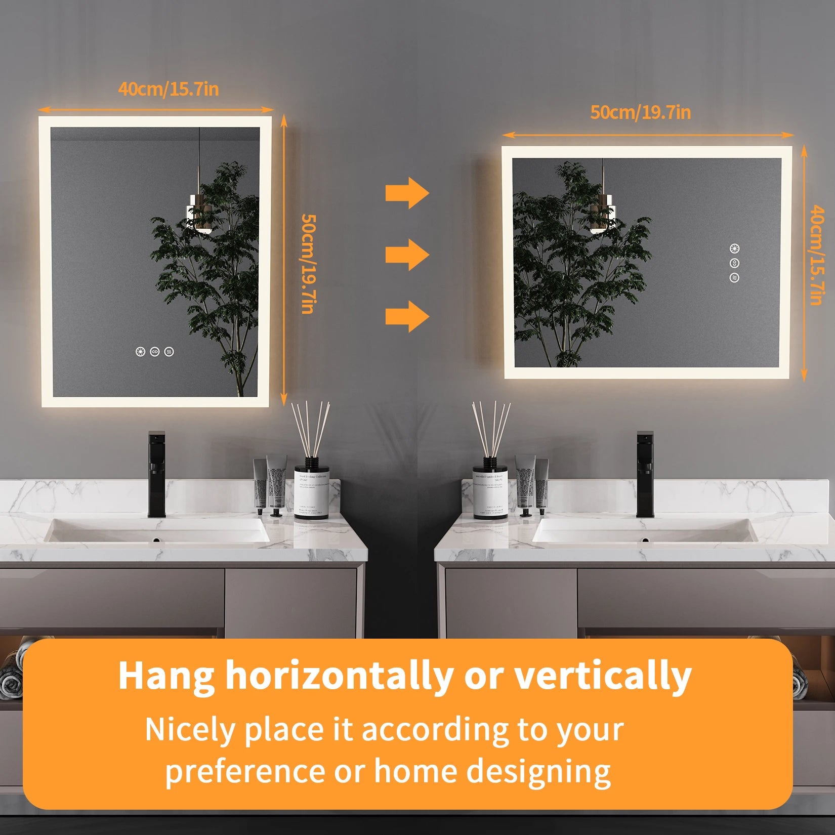 LED Lighted Bathroom Mirror with Anti-Fog