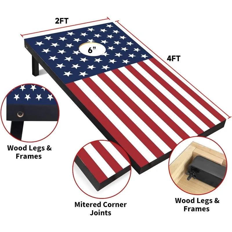 Red White & Blue-Wood Corn Hole Set