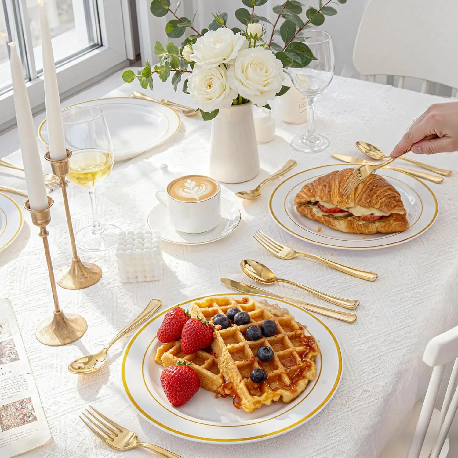 Disposable Gold Plastic Silverware -300 pcs