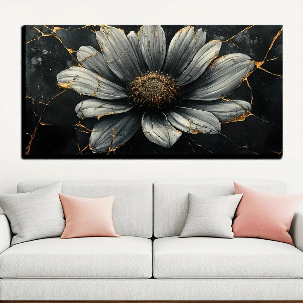 Gold & White Abstract Plant Wall Art