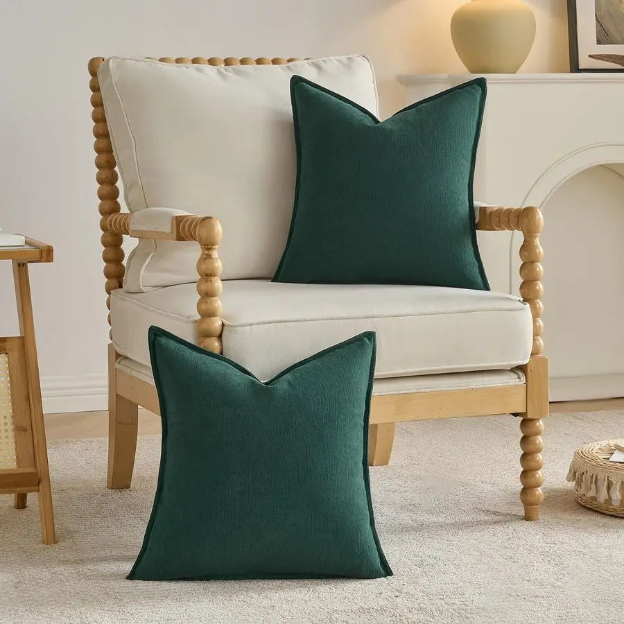Chenille Throw Pillow Covers Set of 2 22x22 Inch