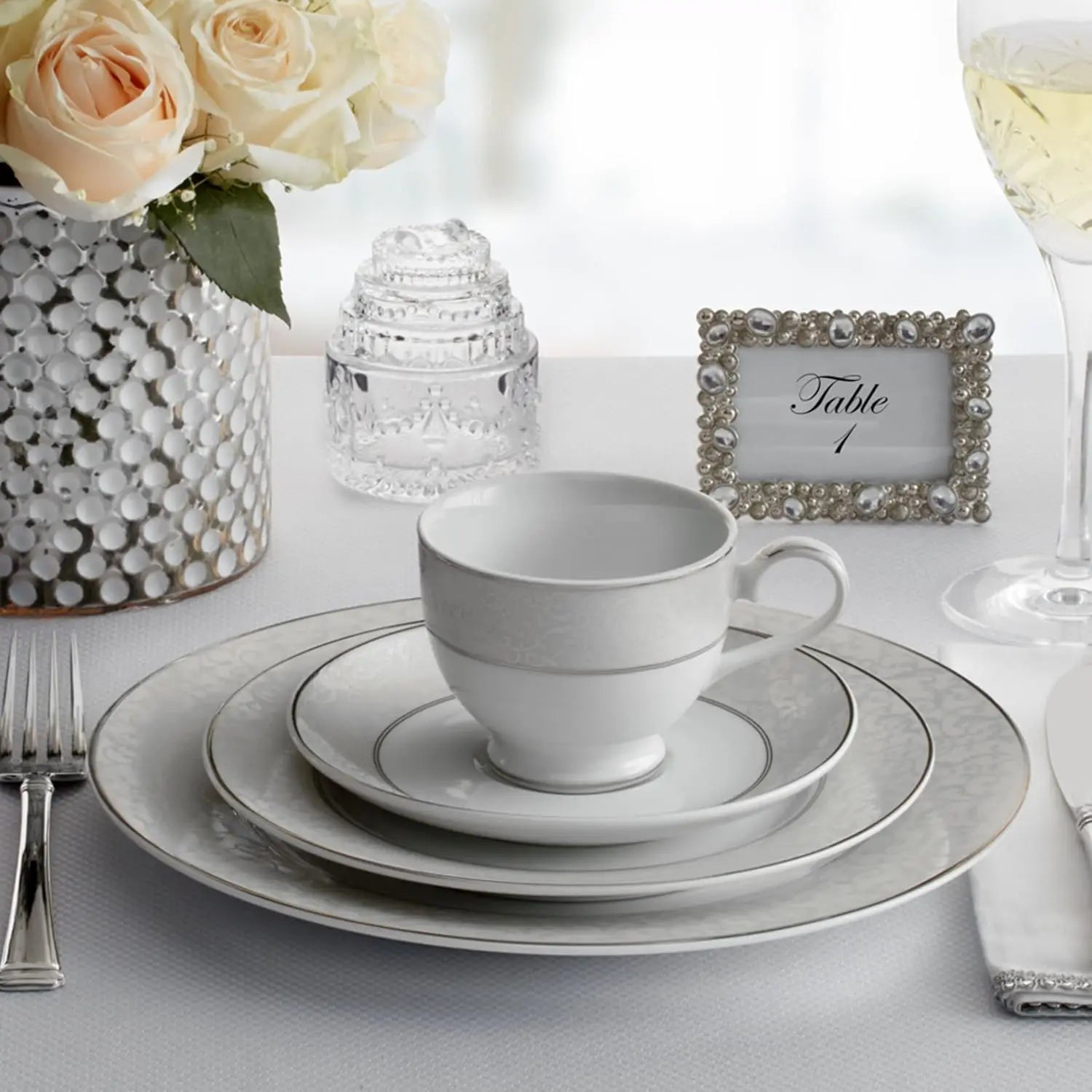Contemporary Porcelain Dinnerware Set for 8