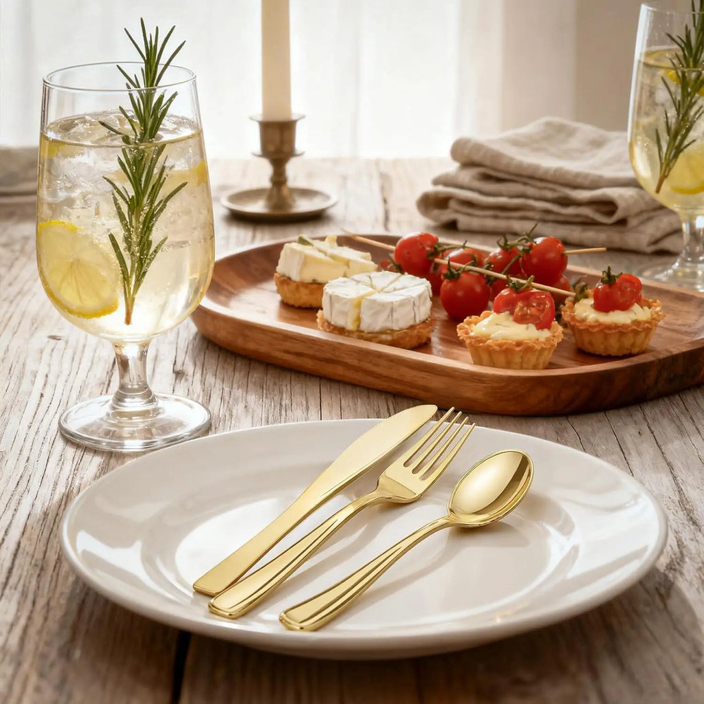 Disposable Gold Plastic Silverware -300 pcs