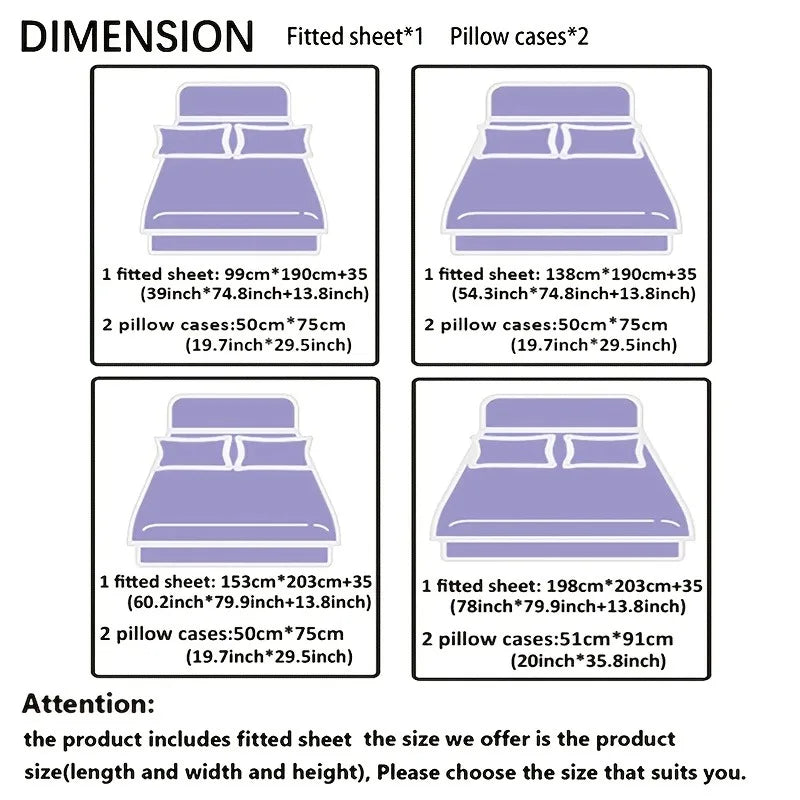 3pcs Cool Tech Digital Printing Plaid Sheet Set