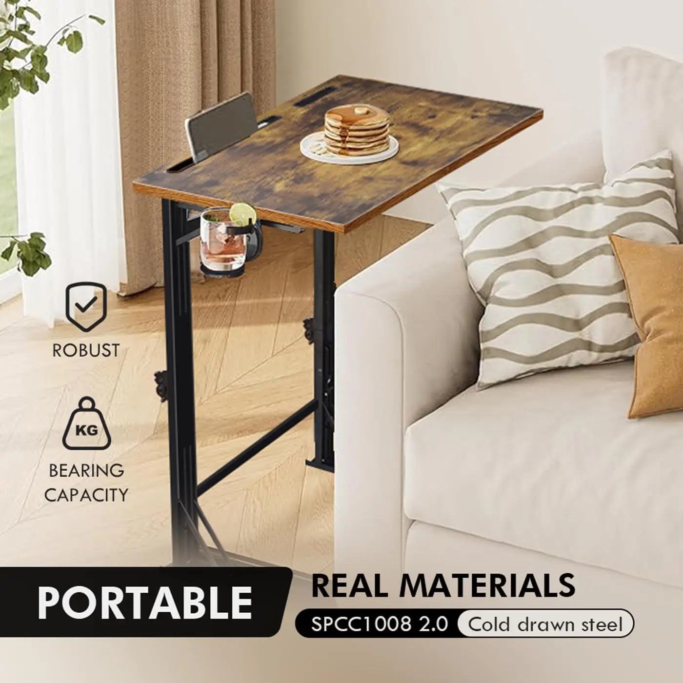 Heavy Duty Folding TV Tray Table -Brown