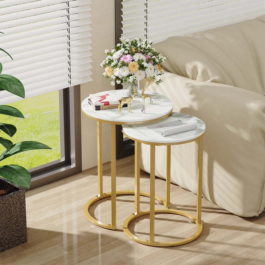 Stone Round Nesting Table- Set of 2
