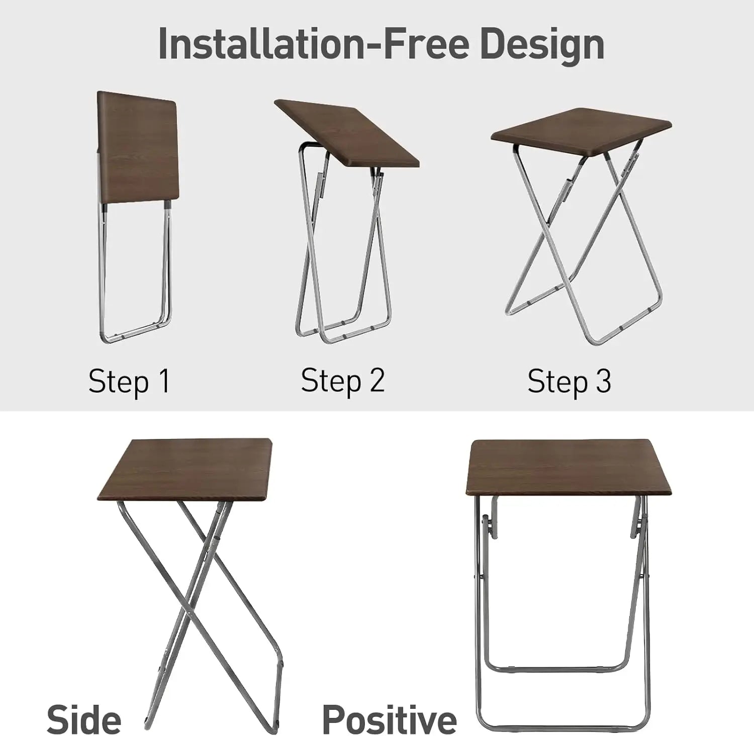 Walnut Portable Folding TV Tray Table