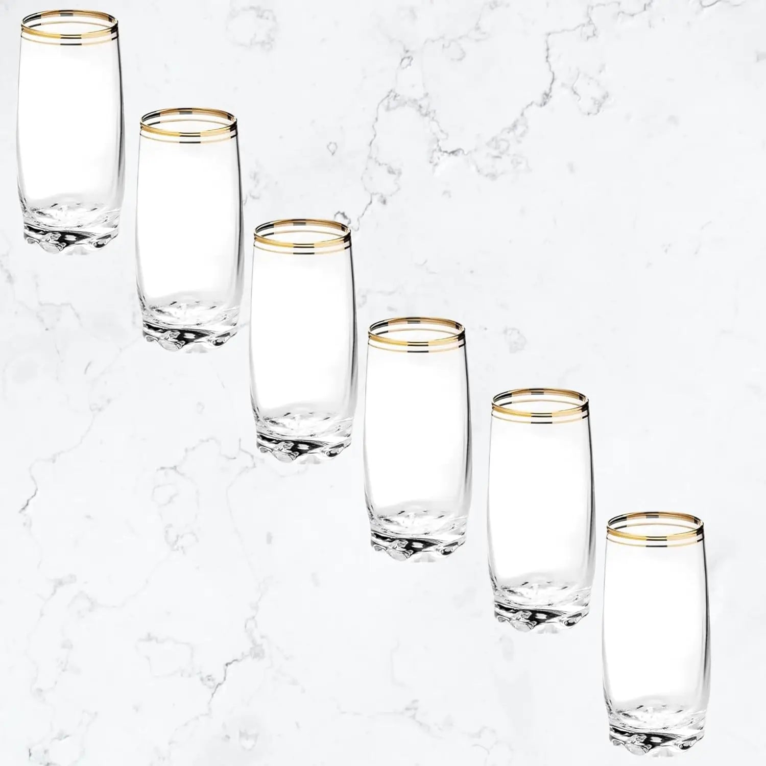 Gold Rim Elegant Drinking Glass -Set of 6