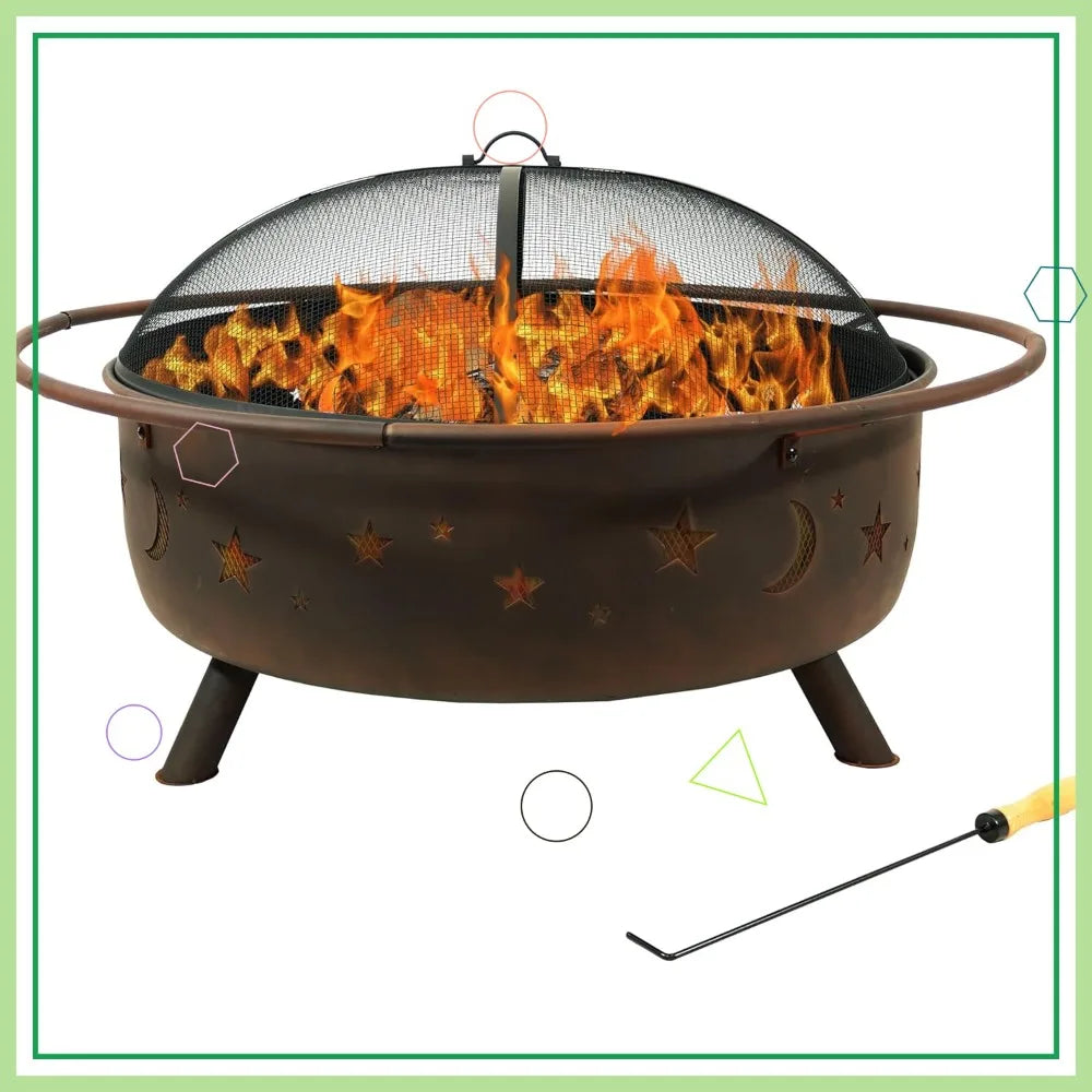 Wood-Burning Fire Pit w/Spark Screen